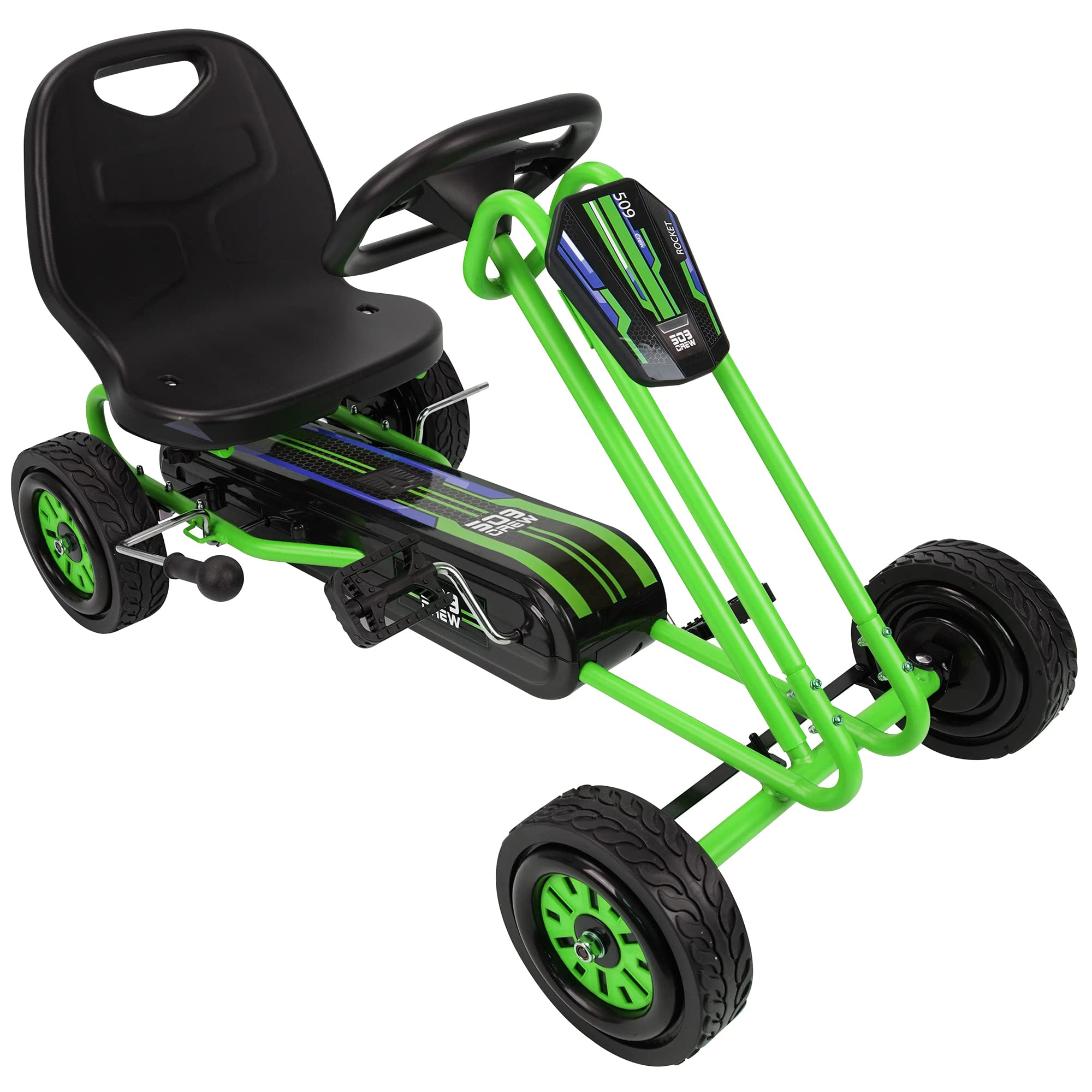 509 Crew Rocket Pedal Go Kart - Green | Adjustable Ergonomic Seat Go-Kart for Kids Ages 4-10 | Ride-On Toy for Boys & Girls with Sharp Handling | Outdoor & Backyard Fun | Birthday Gift Idea (U918005)