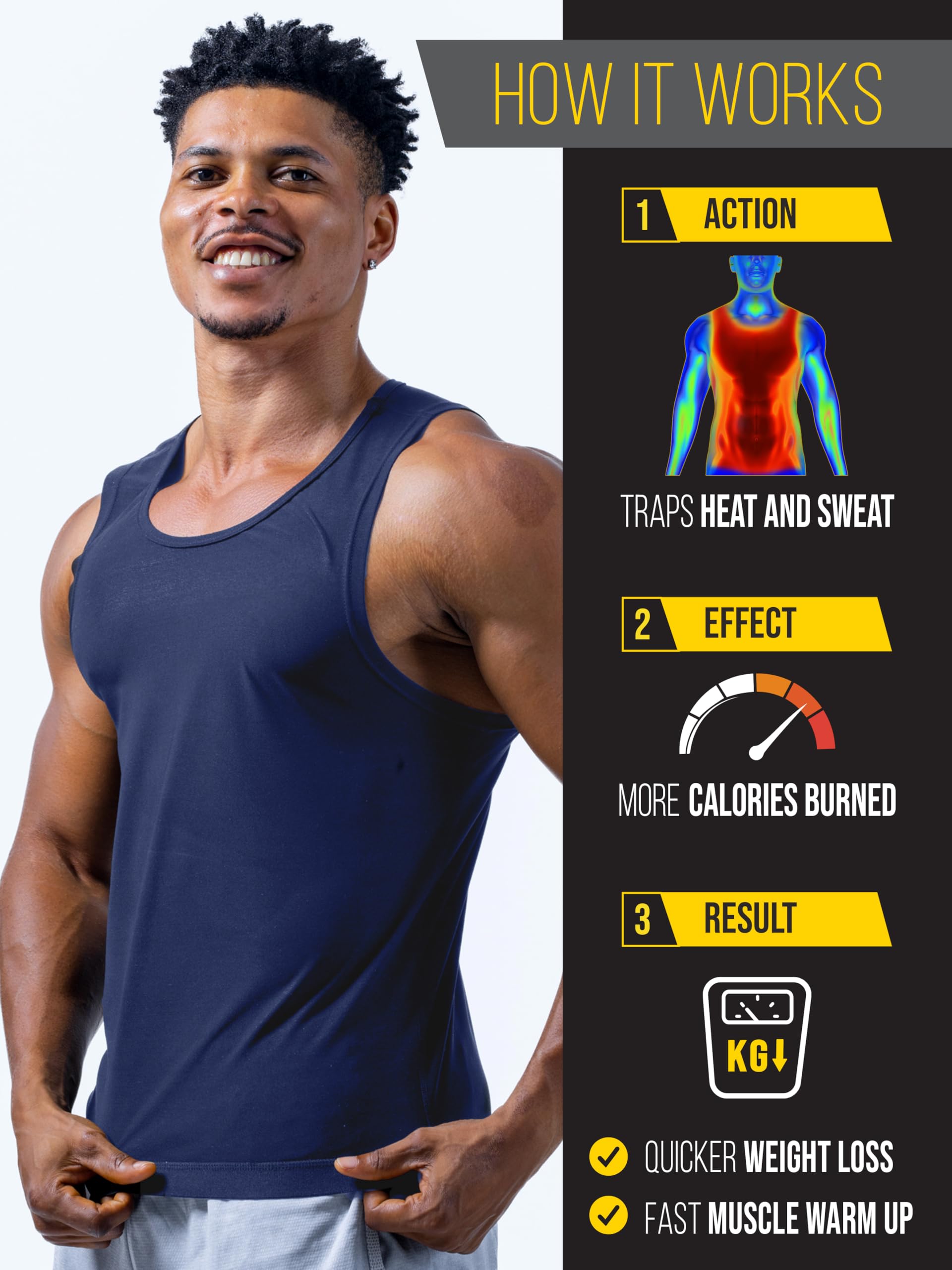 Men's Weight Loss Sauna Vest with Sweat & Compression Technology - Thermal Workout Vest for Men, XS to 7XL - Ideal for Gym, Running & Home Fitness Training