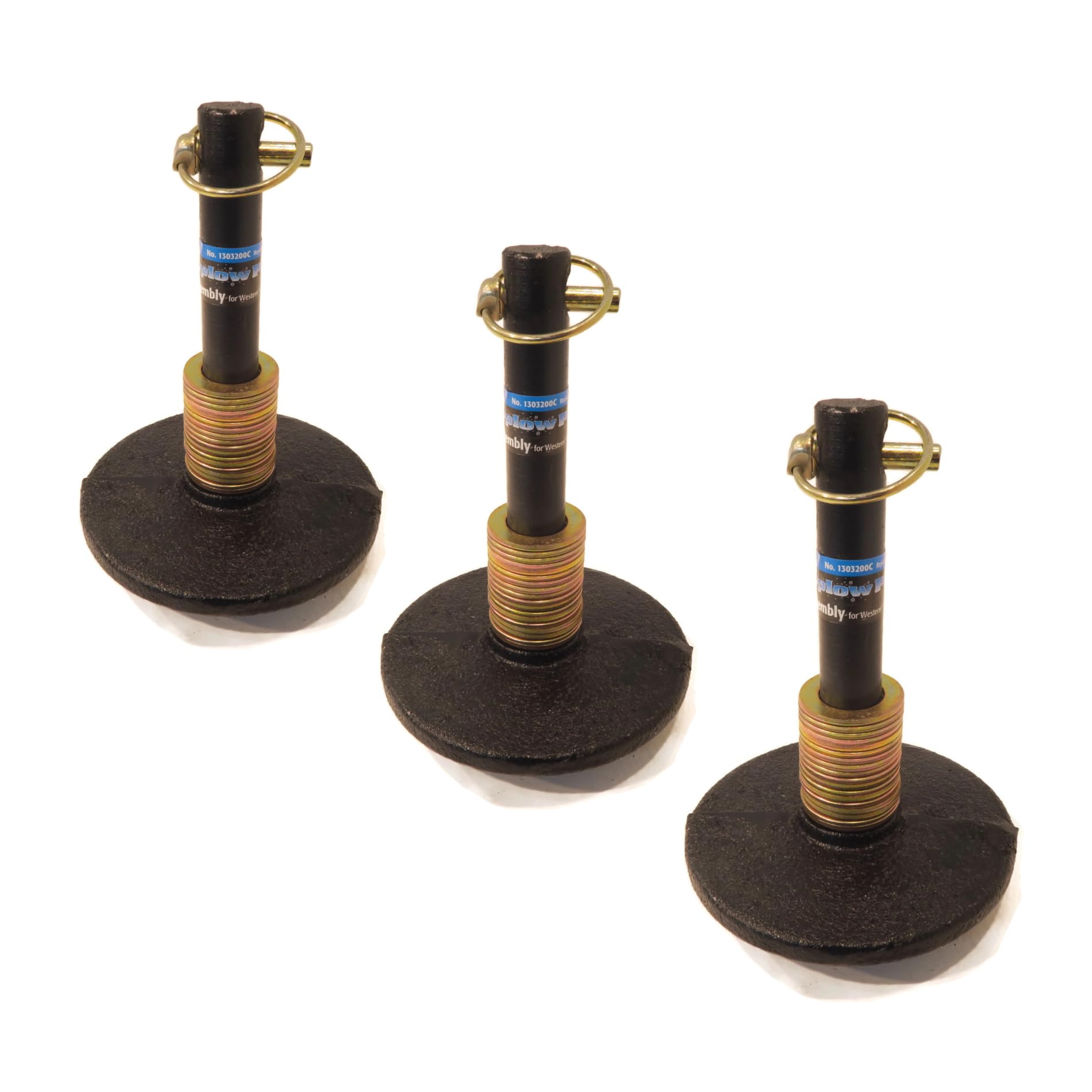3-Pack Cast Iron Snowplow Shoe Assembly with Hardware - Compatible with Boss MSC01570 | Durable Winter Plow Replacement Parts for Driveway & Sidewalk Clearing