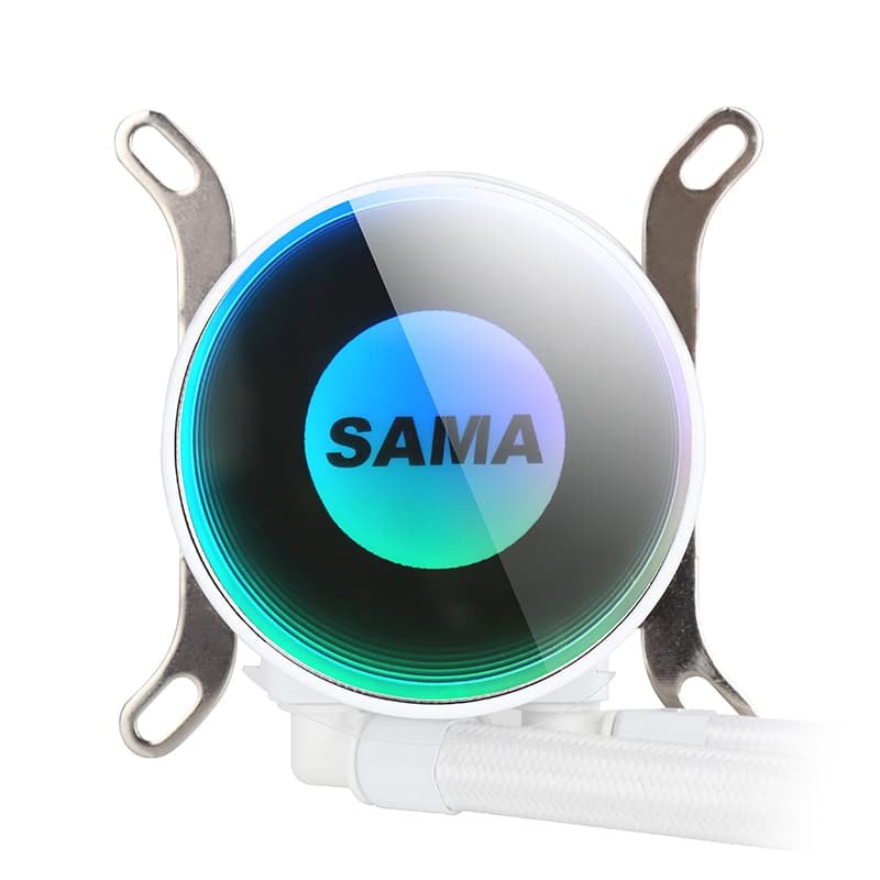 SAMA KW240DW 240mm RGB AIO Liquid CPU Cooler - Compatible with Intel LGA 775/1150/1151/1155/1156/1200/1366/1700 - White Color - Perfect for Gaming PC Builds & High-Performance Cooling