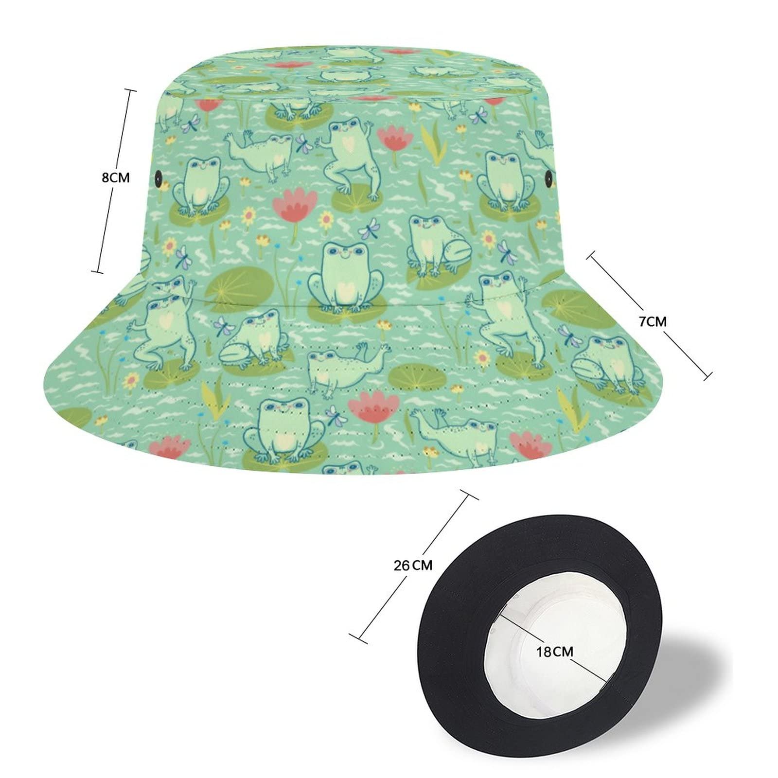 Stylish Kawaii Frog Bucket Hat for Women & Men - Summer Beach Fisherman Sun Hat for Outdoor Travel, Hiking & Casual Wear - Unisex Adjustable UV Protection Cap