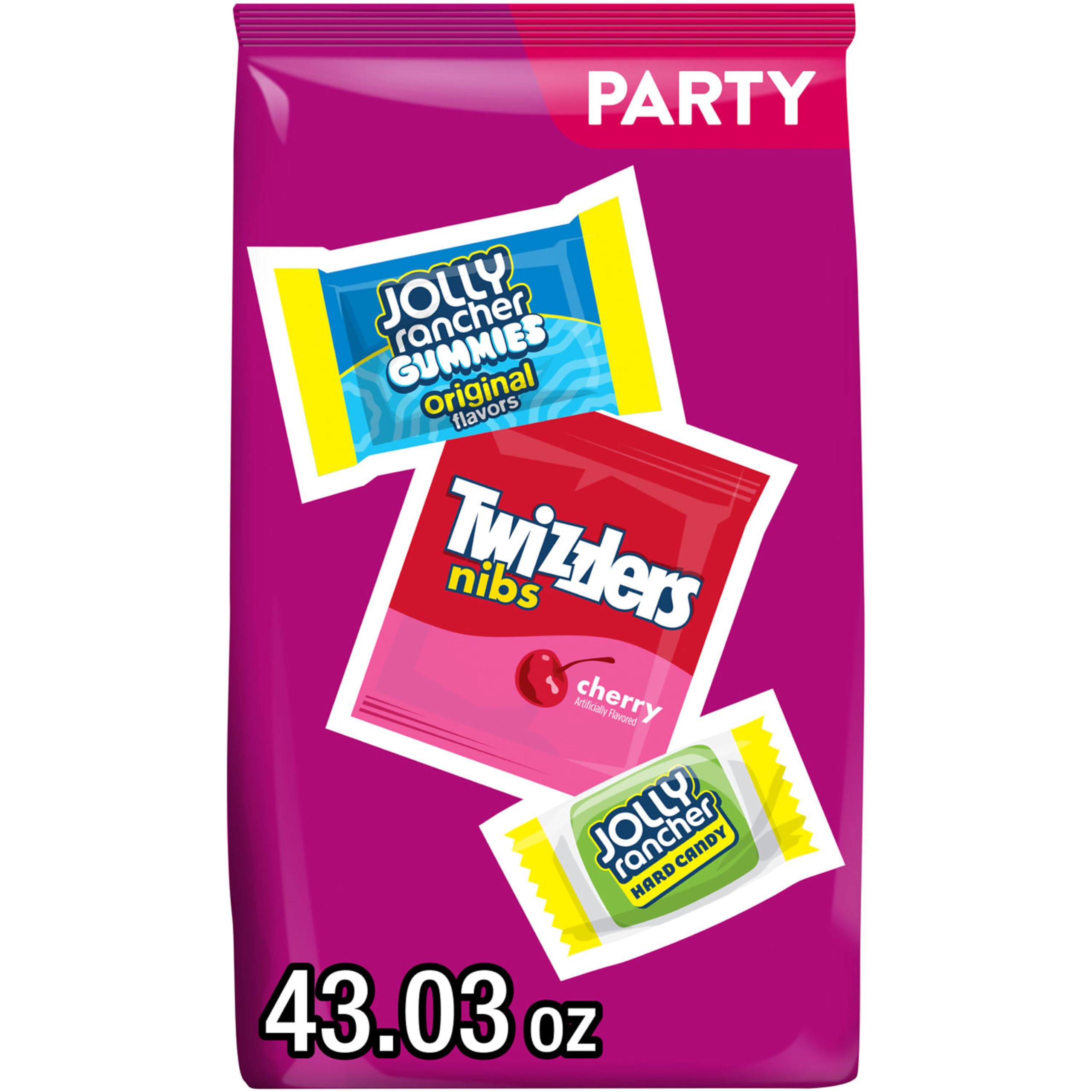 JOLLY RANCHER & TWIZZLERS Assorted Fruit Flavored Candy Party Pack - 43.03 oz Bulk Bag | Perfect for Halloween, Birthday Parties, Movie Nights & Office Treats
