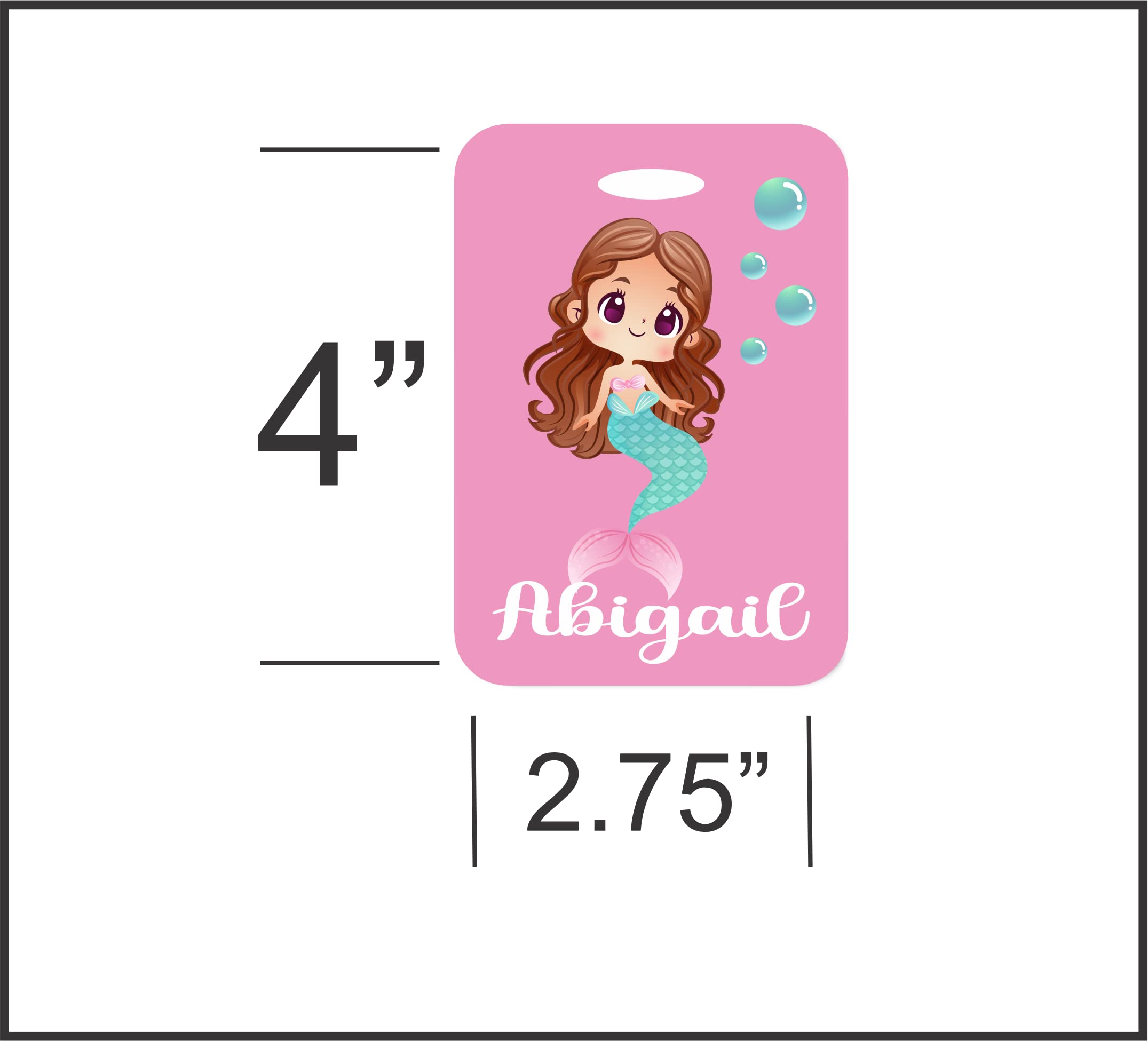 **Personalized Mermaid Backpack Name Tag for Girls - Adjustable Strap, Kids Luggage ID, Cute Christmas Gift (Design #4) - Perfect for School, Travel & Birthday Presents**