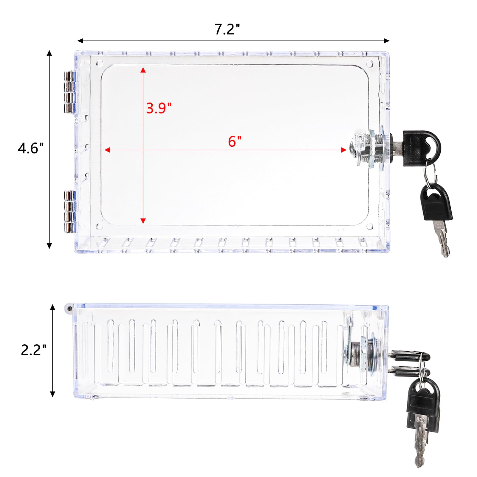 ZEAYEA 2-Pack Universal Thermostat Lock Box with Key - Clear Thermostat Guard for Wall-Mounted Thermostats, HVAC Control Cover Fits Units Up to 6