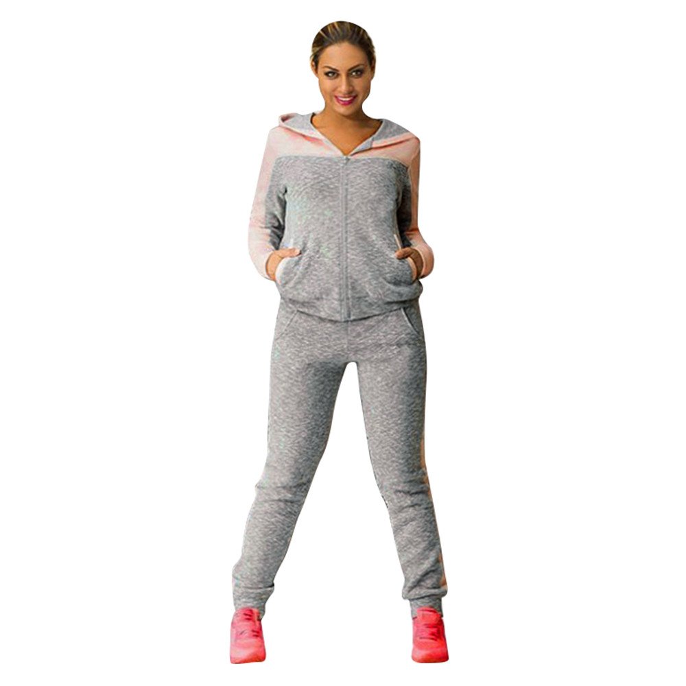 Women's 2-Piece Hooded Sweatshirt & Sweatpants Set - Athletic Outdoor Tracksuit for Running, Yoga & Gym Workouts
