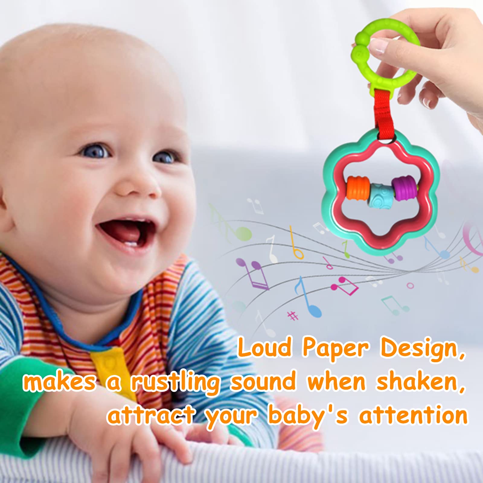 Cartoon Animal Hanging Rattle Toys for Babies - 4 Pack Handbells & Baby Rattles for Crib, Car Seat, Stroller - Perfect Newborn Gift for Birthdays & Travel | Stimulate Sensory Development & Playtime Fun
