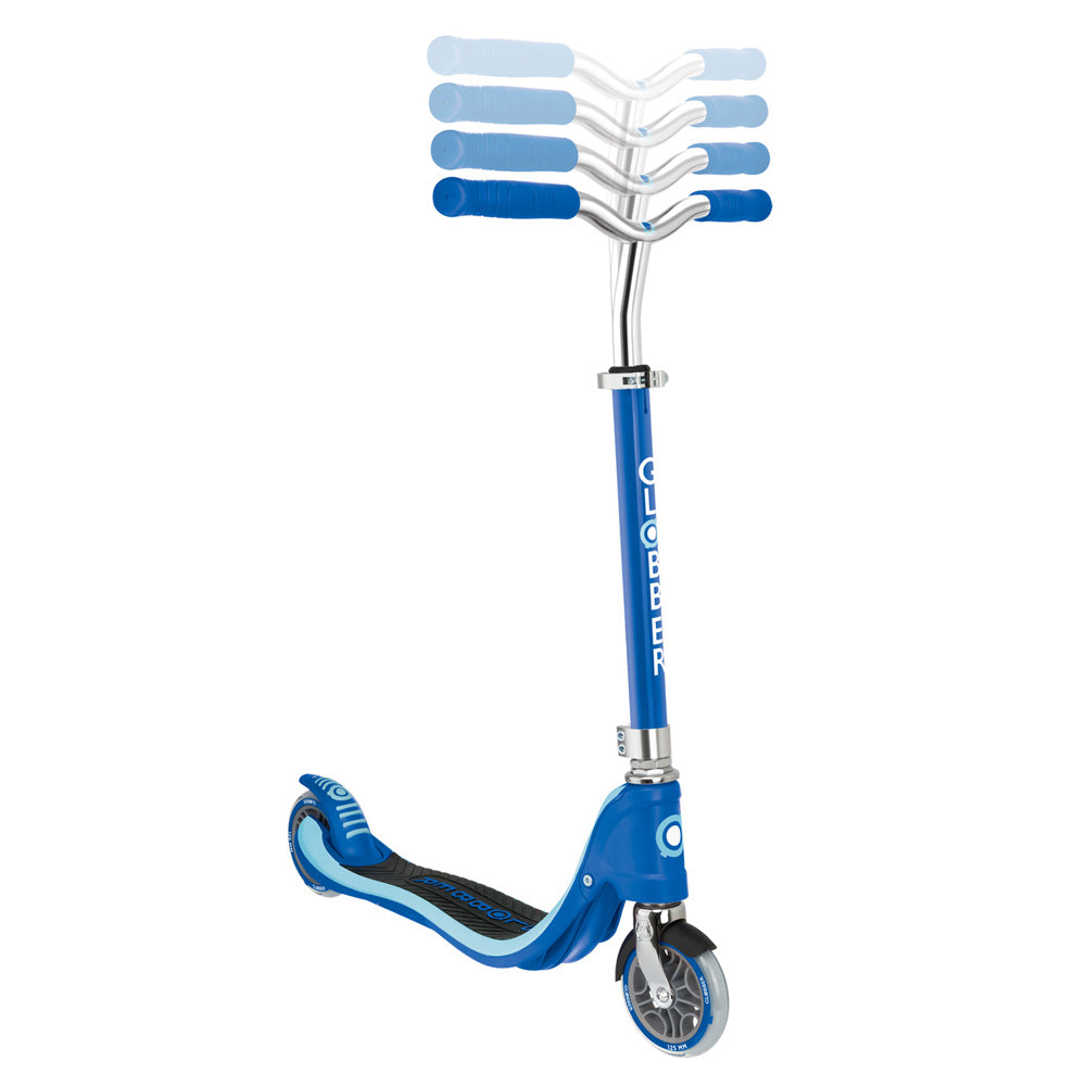 Globber Flow 125 Scooter for Kids & Adults - Lightweight Aluminum Folding Kick Scooter with Adjustable Handlebar - Perfect for Commuting, City Travel & Outdoor Fun