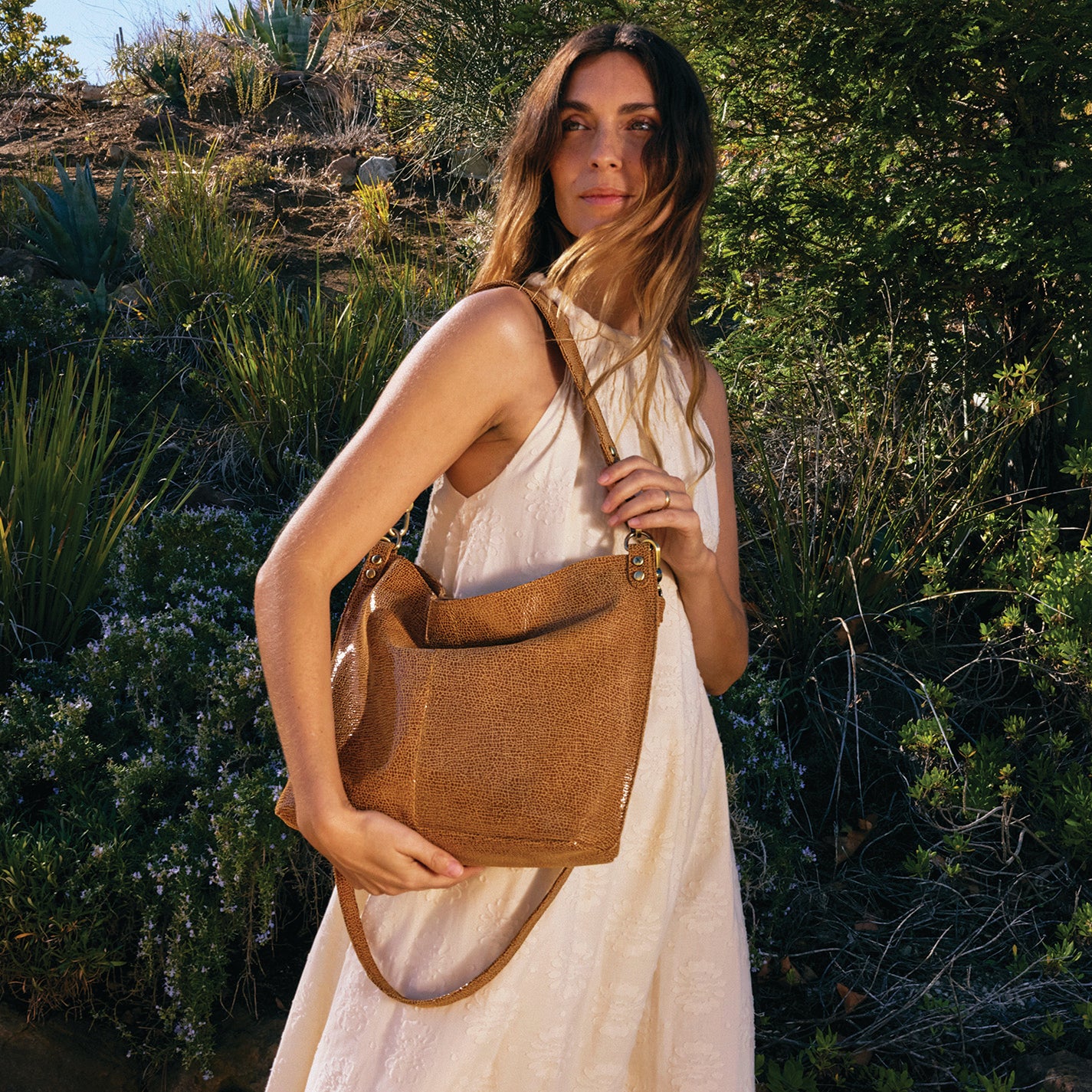 Stylish Printed Leather Pier Shoulder Bag - Cedar Crackle Print Design | Perfect for Work, Travel & Everyday Use
