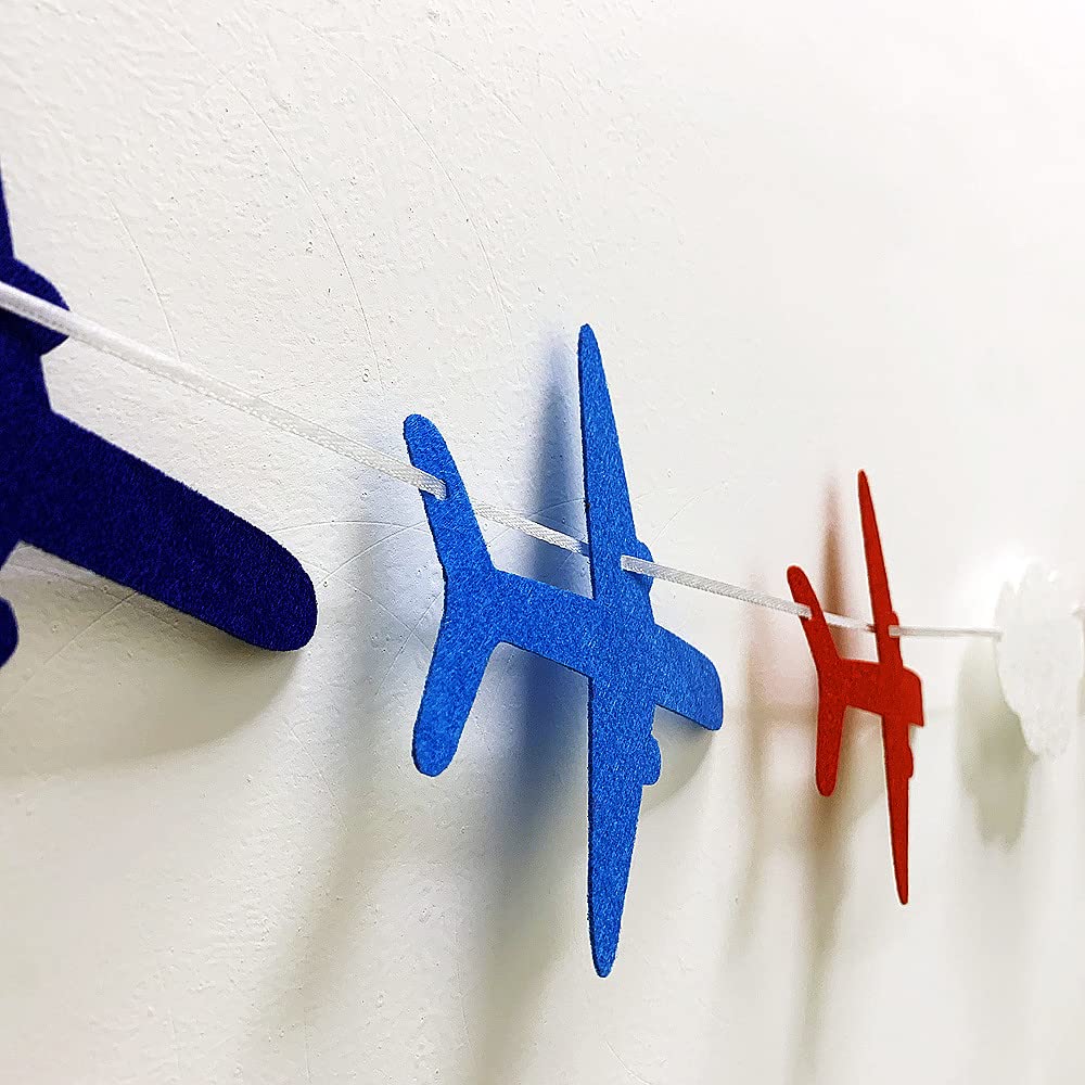 2 Pack Airplane Cloud Garland - Aviation Themed Party Decorations for Birthday, Baby Shower & Nursery - Airplane Banner for Kids Room, Classroom & Themed Events