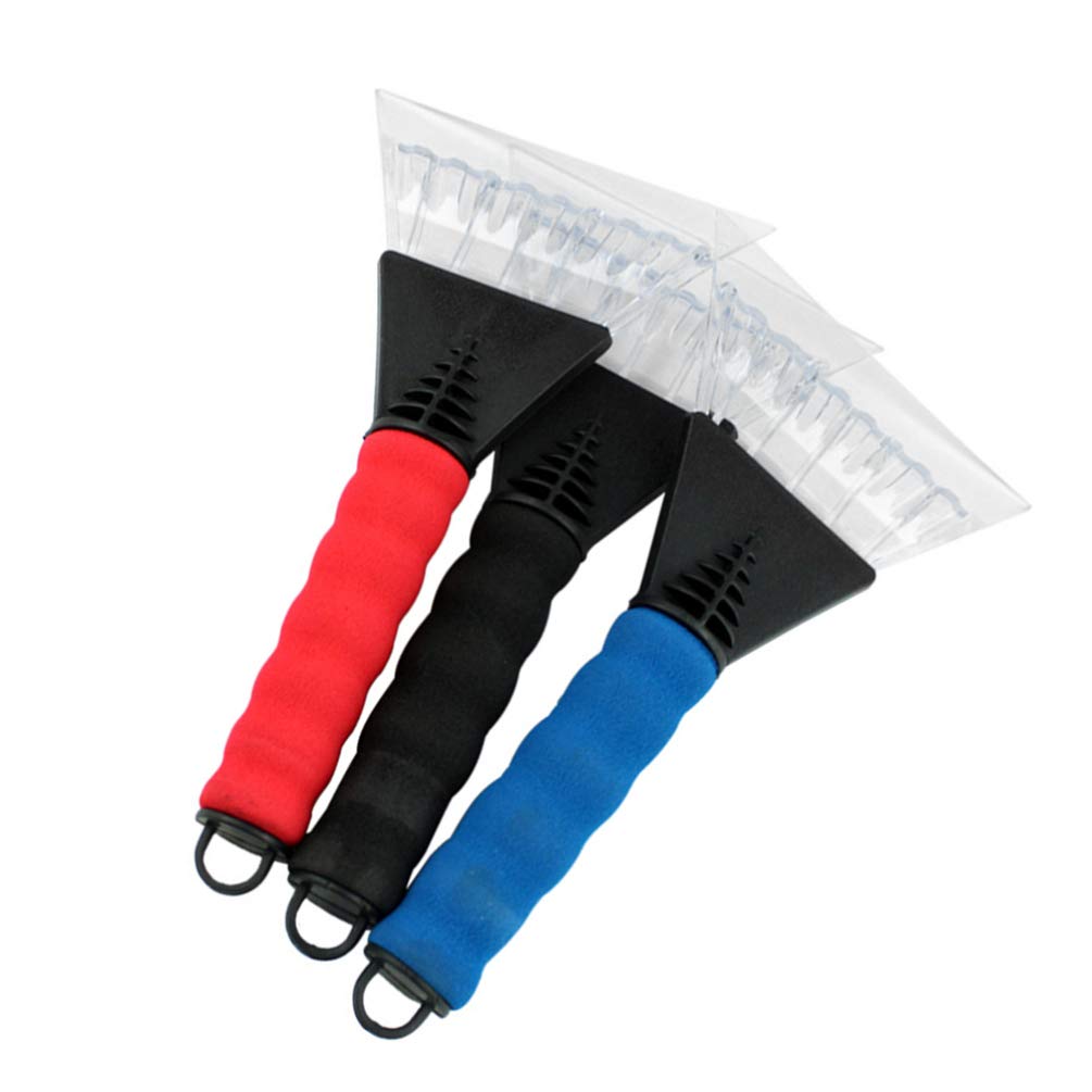 3-Pack Small Ice Scraper Blades with Foam Handle - Windshield Snow Scraper Tool for Car, Truck & SUV - Winter Auto Accessories for Snow Removal & Frost Cleaning (Home, Office & Travel Use)