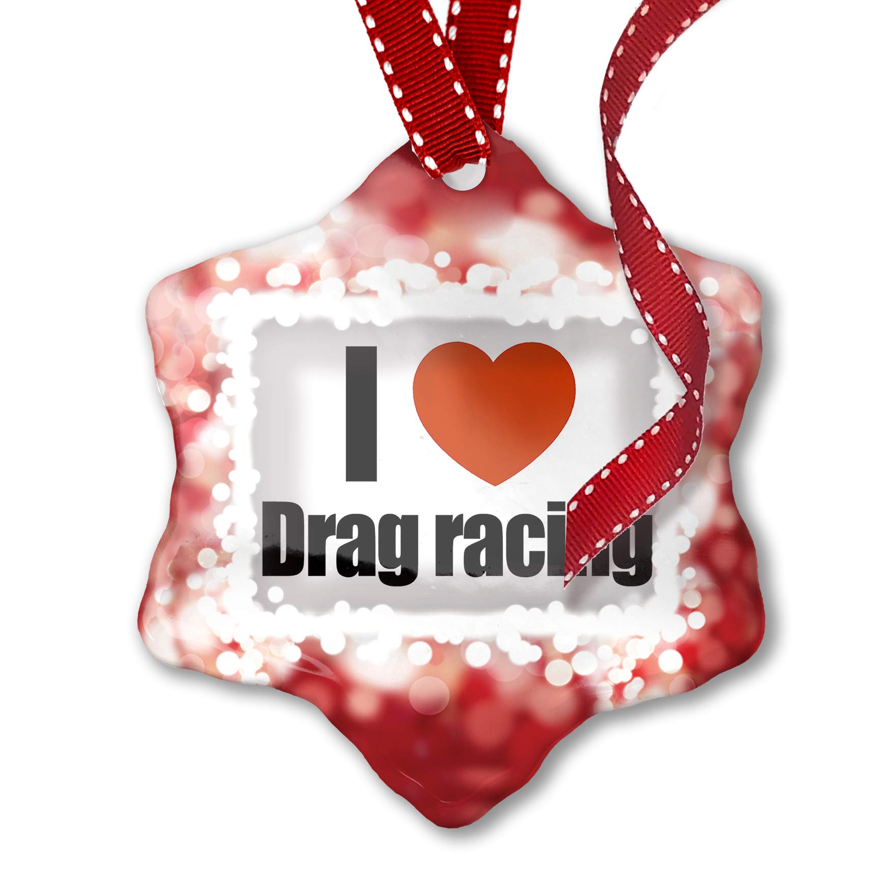 Red Drag Racing Christmas Ornament - Unique Car Racing Decor for Tree, Gift & Holiday Party Decoration