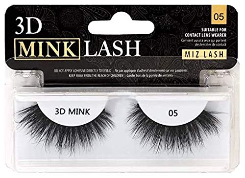 MIZ LASH 3D Mink Eyelashes - Natural Handmade False Lashes #05, Reusable Fluffy Faux Eyelash Extensions (1 Pair) for Dramatic Volume & Everyday Glam | Perfect for Weddings, Parties & Special Occasions