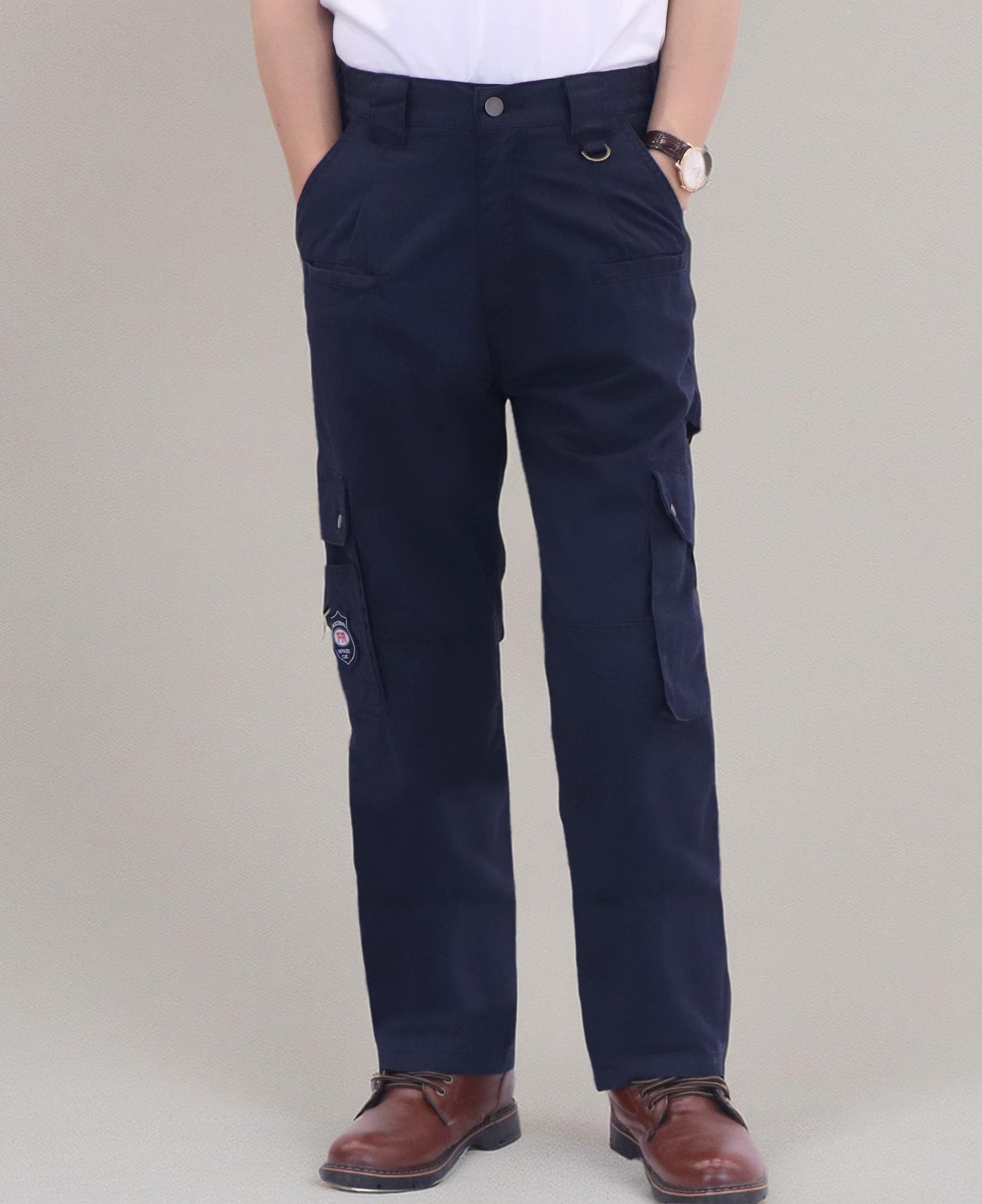 BOCOMAL Men's Flame Resistant Cargo Pants - 100% Cotton 7.5oz Fireproof Work Pants for Utility & Safety (2112&CAT2) - Ideal for Construction, Welding, Oil Rig & Industrial Work