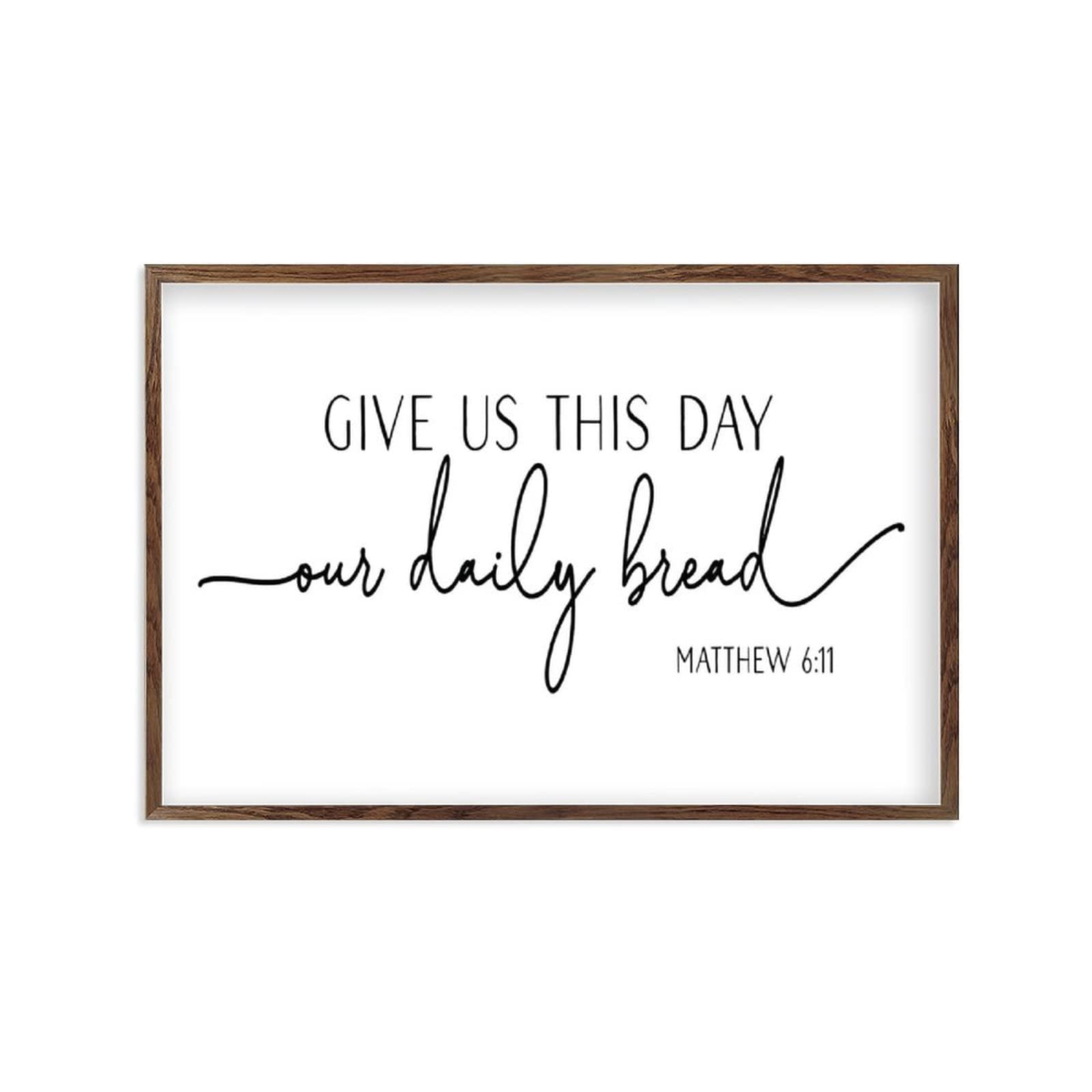 Tamengi Wooden Wall Art - 'Give Us This Day Our Daily Bread' Matthew 6:11 Scripture Sign for Kitchen & Dining Room - Rustic Farmhouse Decor for Christian Homes, Prayer Spaces & Country Style Kitchens