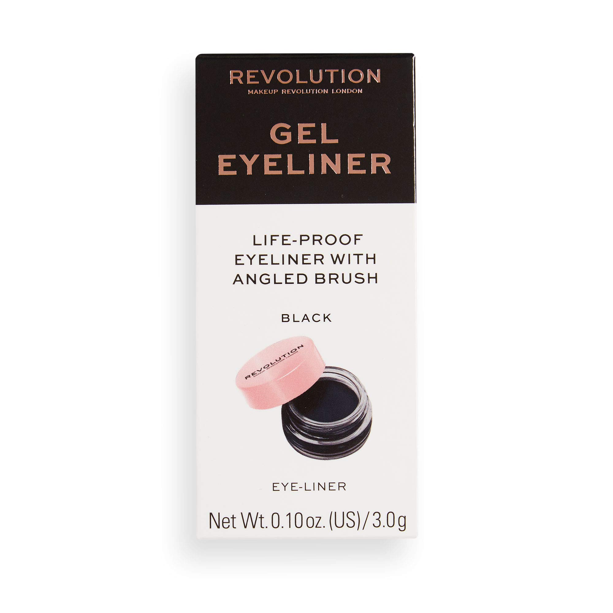 Makeup Revolution Gel Eyeliner Pot with Brush - 3g Black Waterproof Long-Lasting Smudge-Proof Gel Liner for Dramatic Eye Looks - Perfect for Everyday Wear, Parties & Special Occasions