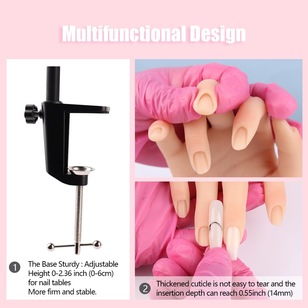 Professional Silicone Practice Hand for Acrylic Nails - Adjustable Mannequin Hand for Nail Art Training, Perfect for DIY Nail Beginners & Salon Artists | Ideal for Home Practice, Nail School & Professional Development