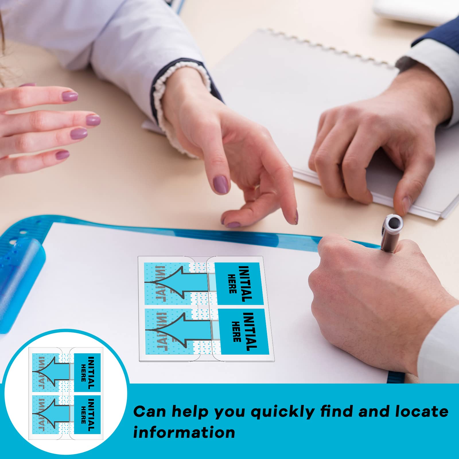 1250 Pcs Initial Here Flags - 1 Inch Blue Tabs for Office Notebooks & Books
