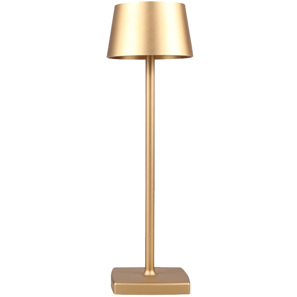 Rechargeable Cordless LED Table Lamp - 5200mAh Battery Powered USB Desk Light with Metal Base, Golden Mini Bedside Lamp for Nightstand, Indoor Outdoor Use in Home, Restaurant, Bar & Coffee Shop - Perfect for Reading, Working & Ambient Lighting