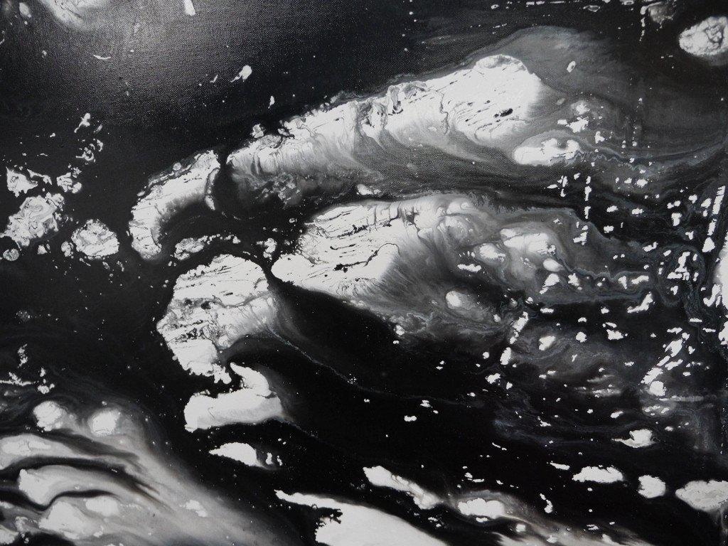Black and White Abstract Marble Painting - 190cm x 100cm Modern Canvas Wall Art for Living Room, Bedroom & Office Decor