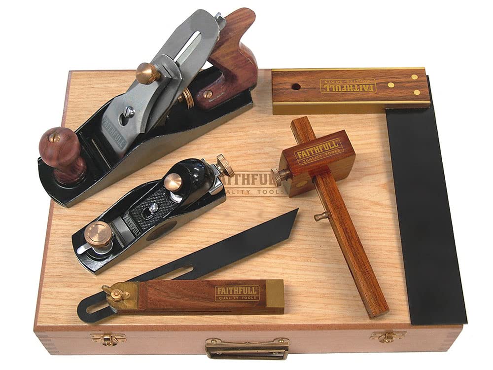 5-Piece Carpenter Tool Kit with Hammer, Screwdriver, Pliers, Tape Measure & Level - Essential Woodworking Tools for DIY Projects & Home Repairs