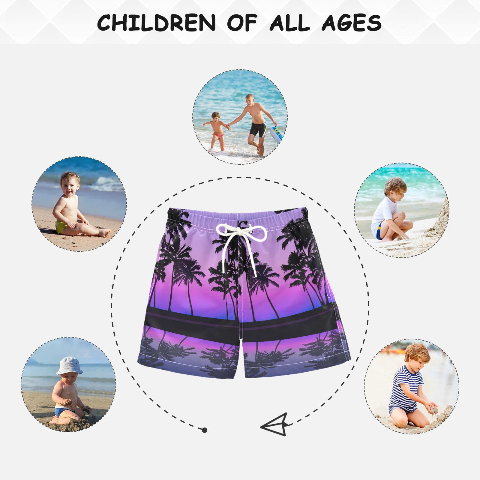 Linqin Spider Web Boys Swim Trunks - Quick Dry Toddler Beach Board Shorts for Kids 2-16 Years | Perfect for Swimming, Surfing & Summer Water Activities