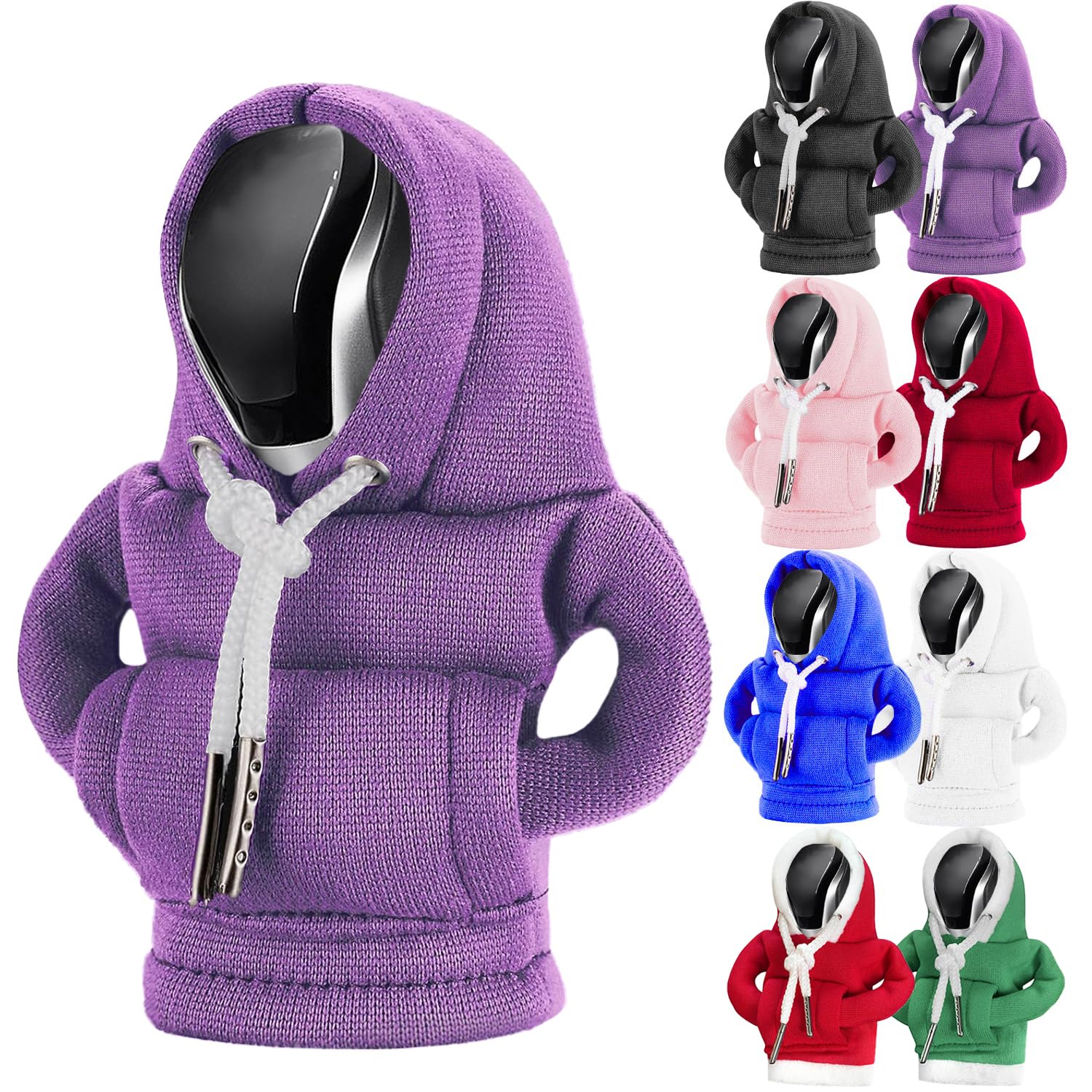 Universal Car Gear Shift Hoodie - Cute Mini Hoodie Cover for Auto Shifter Knob | Fun Car Accessories & Interior Gadgets | Perfect for Customizing Your Vehicle or Gift for Car Enthusiasts