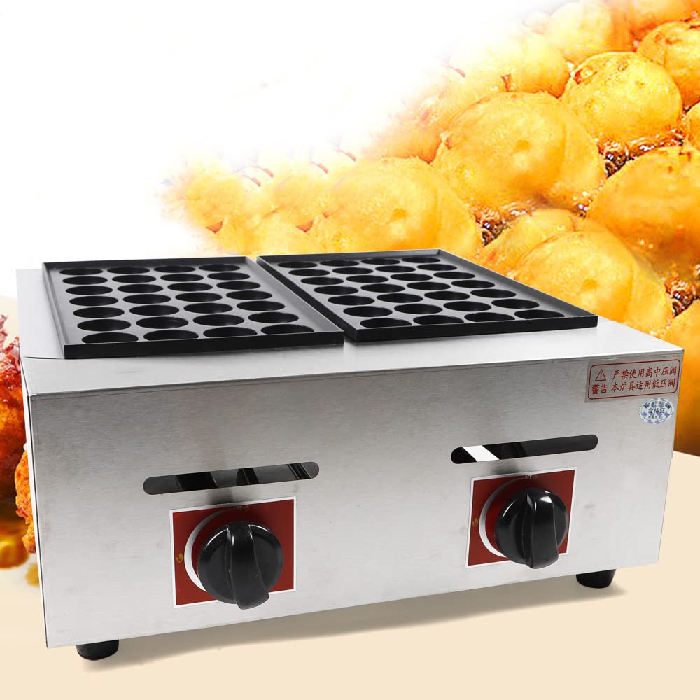 Commercial Gas Takoyaki Maker Machine - 56 Hole Nonstick Japanese Octopus Ball Pan - LPG Multifunction Baking for Takoyaki, Fried Eggs, Cake Pops & Fish Balls - Perfect for Restaurants, Food Trucks & Home Cooking