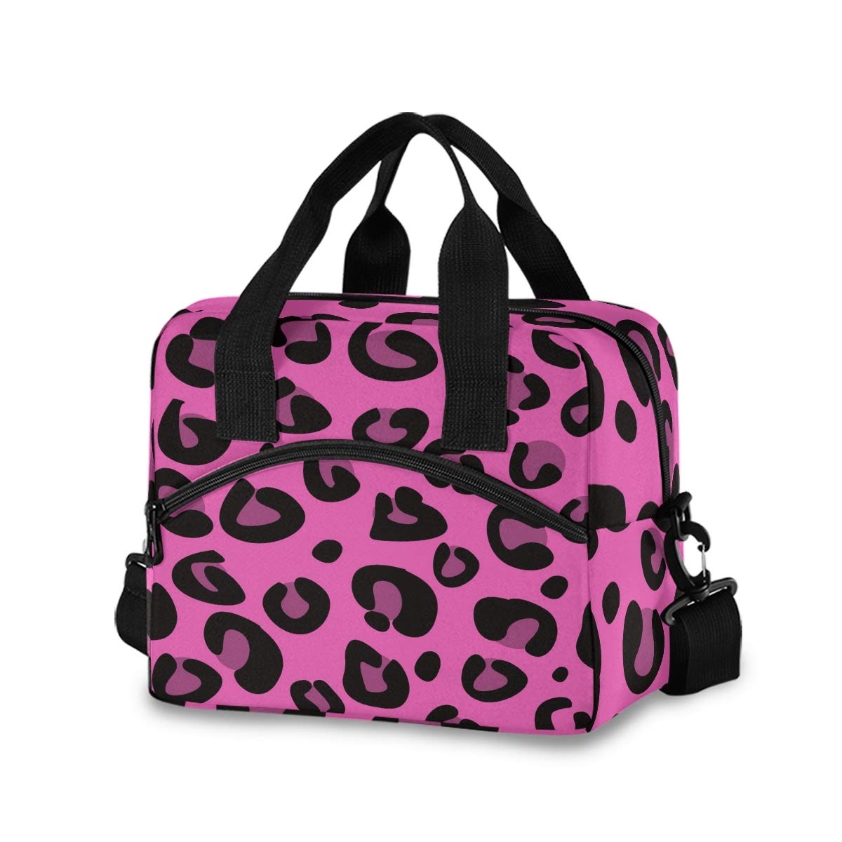 Hot Pink Leopard Print Insulated Lunch Tote for Women - Leakproof Lunch Bag with Cooler Compartment | Perfect for Work, School & Picnics (924c)