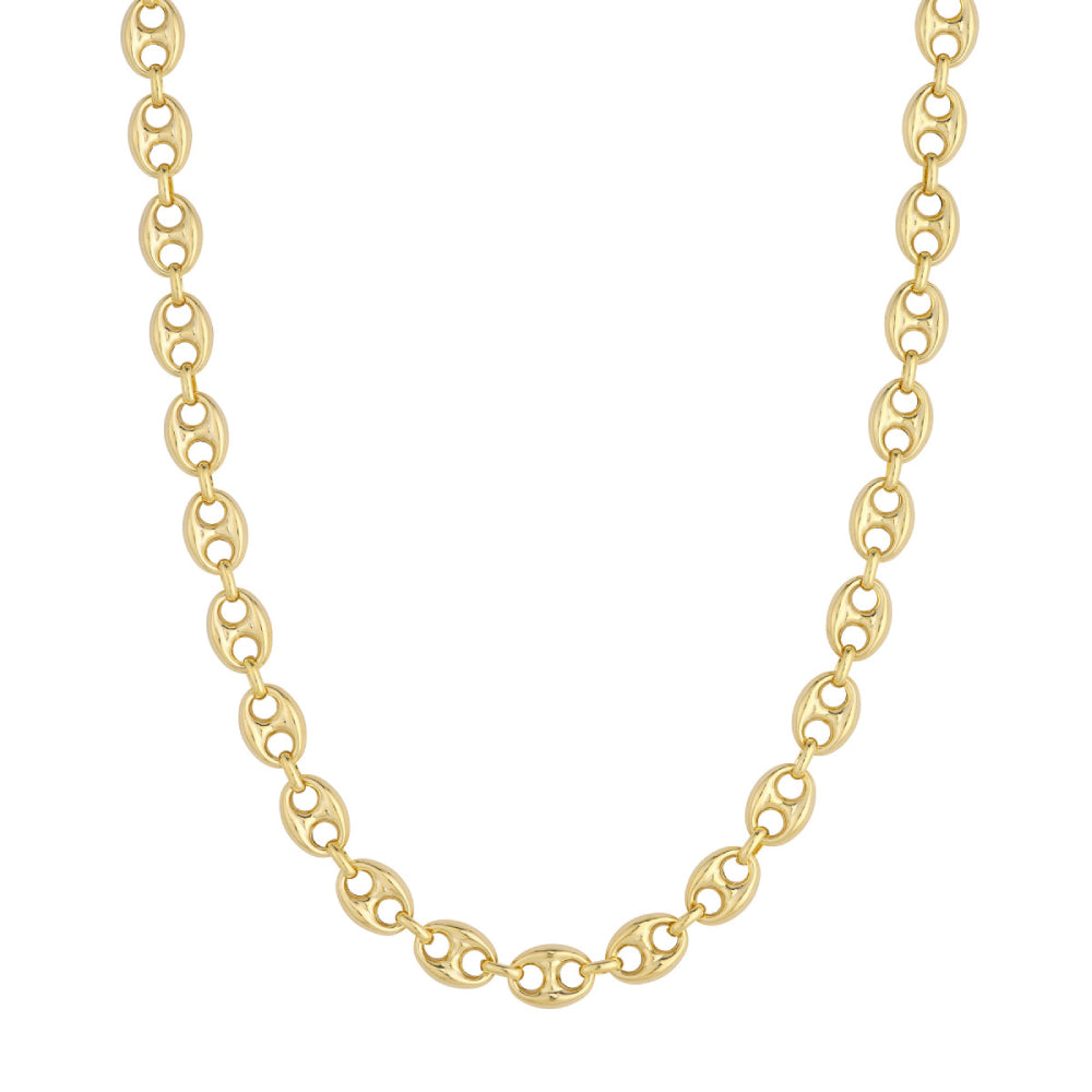 14K Gold 10mm Puff Mariner Chain Necklace - 18 Inch Solid Gold Rope Chain for Men & Women - Perfect for Layering, Gifting & Everyday Wear
