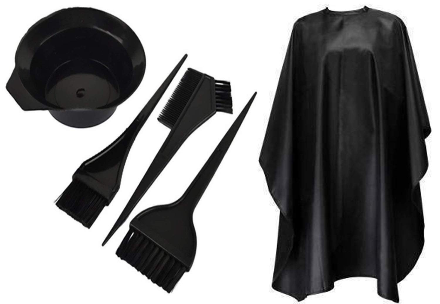 DEXO Professional Salon Hair Coloring Kit - Hair Dye Brushes, Mixing Bowl & Hair Cutting Apron Cape - Black Hair Styling Accessories for Men & Women - Perfect for Salon & Home Use (1-Pack)