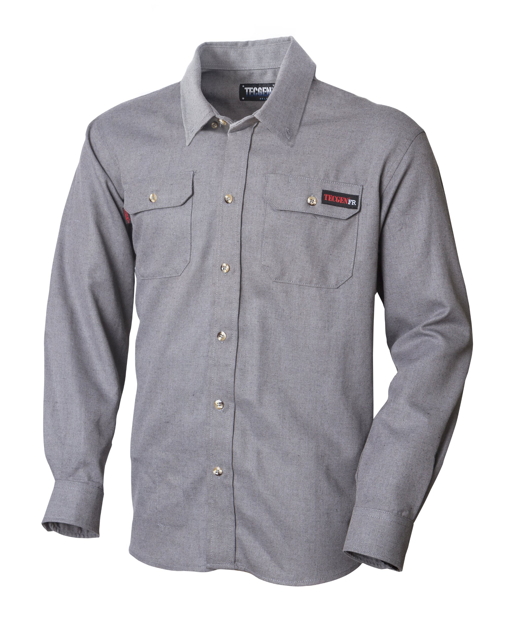 Tecgen Select FR Grey 5.5 oz Flame Resistant Dress Uniform Shirt - Military, Police & First Responder Workwear for Safety & Comfort