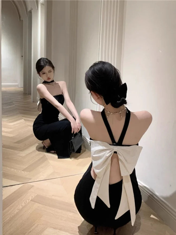 Elegant Backless Party Dress for Women - Vintage Off Shoulder Bodycon Mini Dress with Split Wrap Design | Perfect for Summer Nights, Date Nights, and Cocktail Parties
