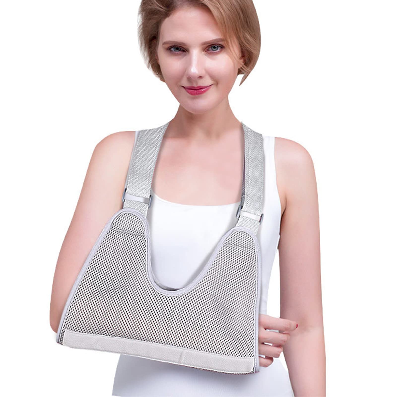 Reversible Adjustable Arm Sling for Shoulder & Elbow Support - Medical Arm Immobilizer for Rotator Cuff Surgery, Wrist Injury Recovery - Comfortable Sling for Men & Women (Grey) - Ideal for Post-Surgery, Sports Injury & Daily Pain Relief