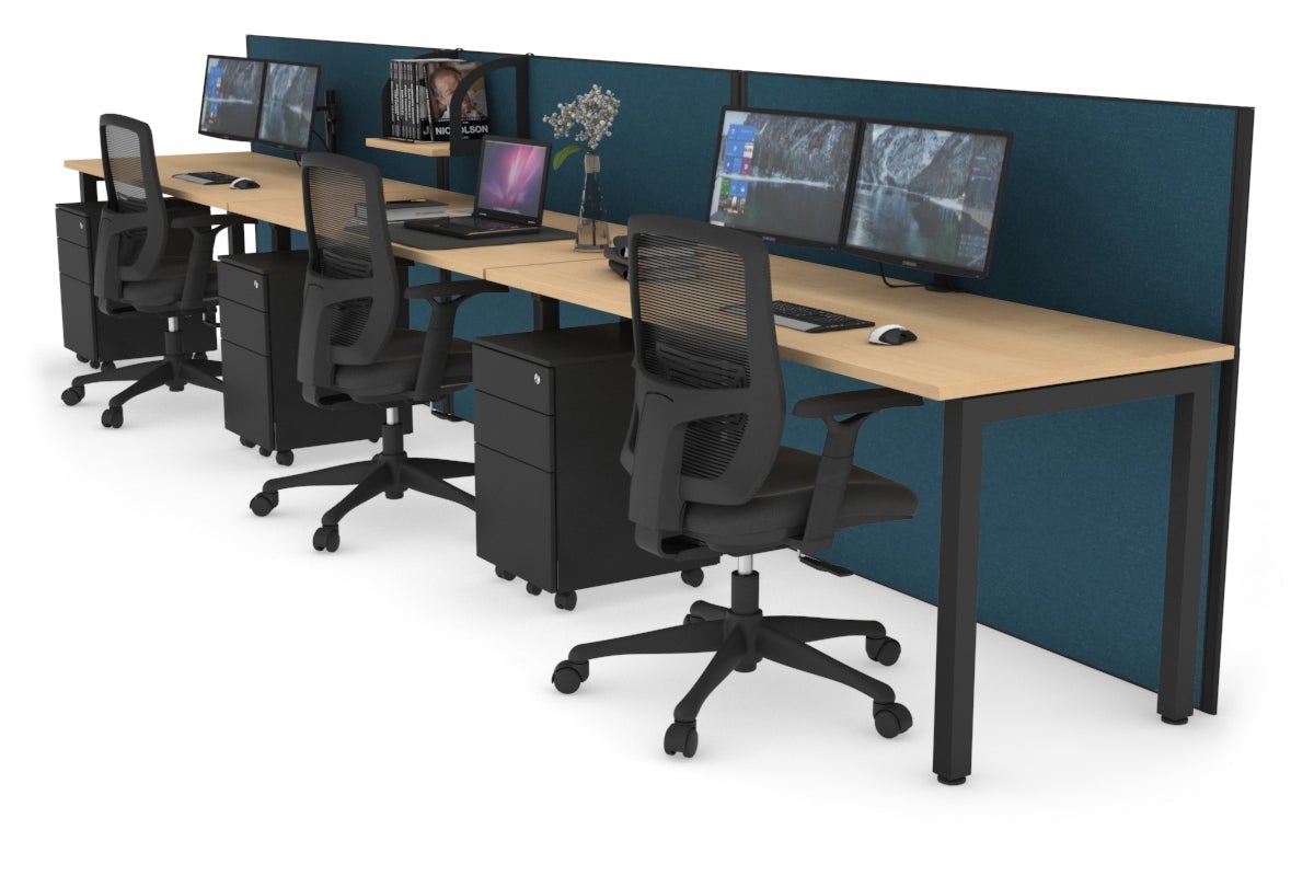 Horizon Quadro 3-Person Office Workstation with Square Legs - 1600L x 700W Dimensions - Perfect for Collaborative Workspaces & Modern Offices