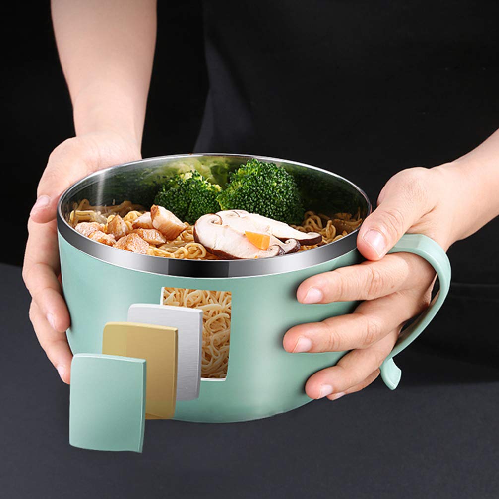 **Hemoton Stainless Steel Food Storage Container with Lid - Microwave Safe Instant Noodle Bowl, Rice Bowl & Mixing Bowl for Camping, Kitchen & Outdoor Use**