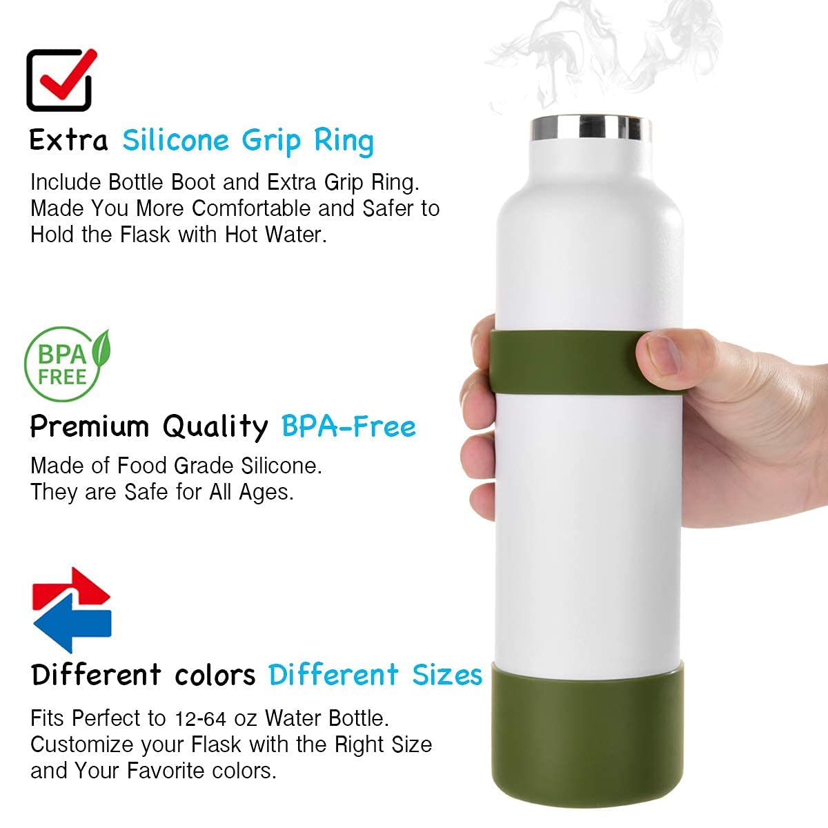 6-Pack Replacement Straws & Flex Bottle Boot for Hydro Flask 32oz-40oz Water Bottles - Durable, Leak-Proof Accessories for Hiking, Gym & Outdoor Activities