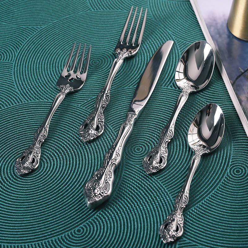 Michelangelo 10-Piece Flatware Set for 2 - Premium 18/10 Stainless Steel Silverware - Elegant Cutlery Set for Couples - Dishwasher Safe (Silver) - Perfect for Dinner Parties, Weddings & Everyday Dining