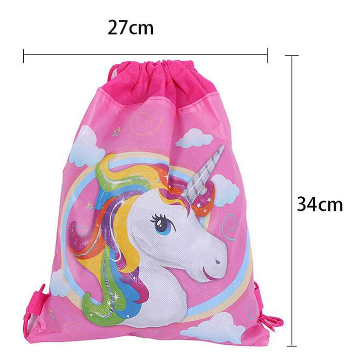 8 Pack Unicorn Drawstring Backpacks - Party Favor Bags for Kids Birthday, Baby Shower, Halloween Trick or Treat - Cute Goodie Bags for Girls Birthday Party Favors, School Events & Celebrations