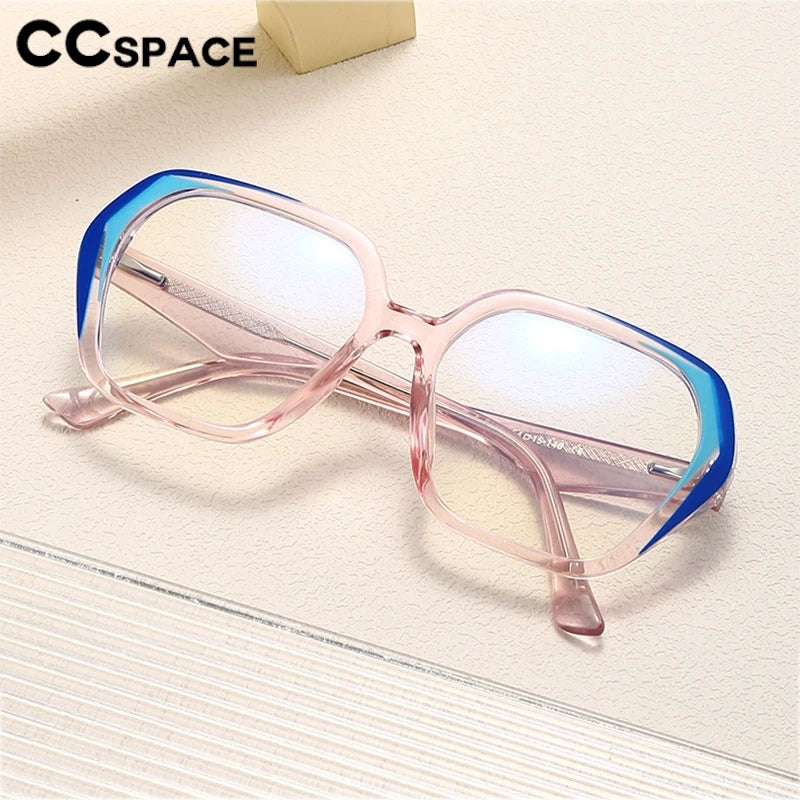 CCspace Women's Full Rim Irregular Square Polycarbonate Eyeglasses 3003 - Trendy Lightweight Glasses for Work, Reading & Fashion