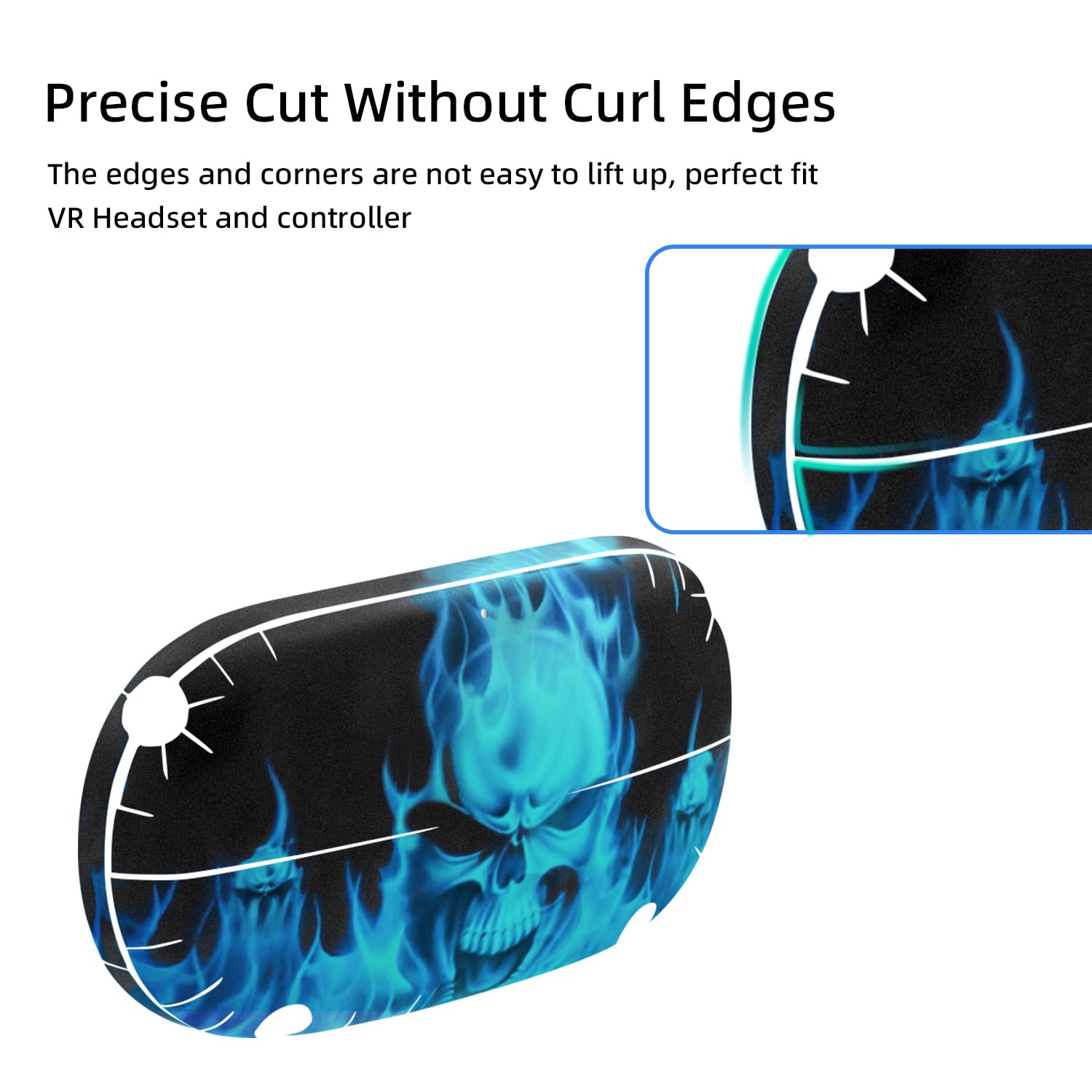 Mcbazel Protective Stickers for Oculus Quest 2 VR PU Case Controller Grip - Blue Skull Design | Enhance Grip & Prevent Scratches for VR Gaming Accessories