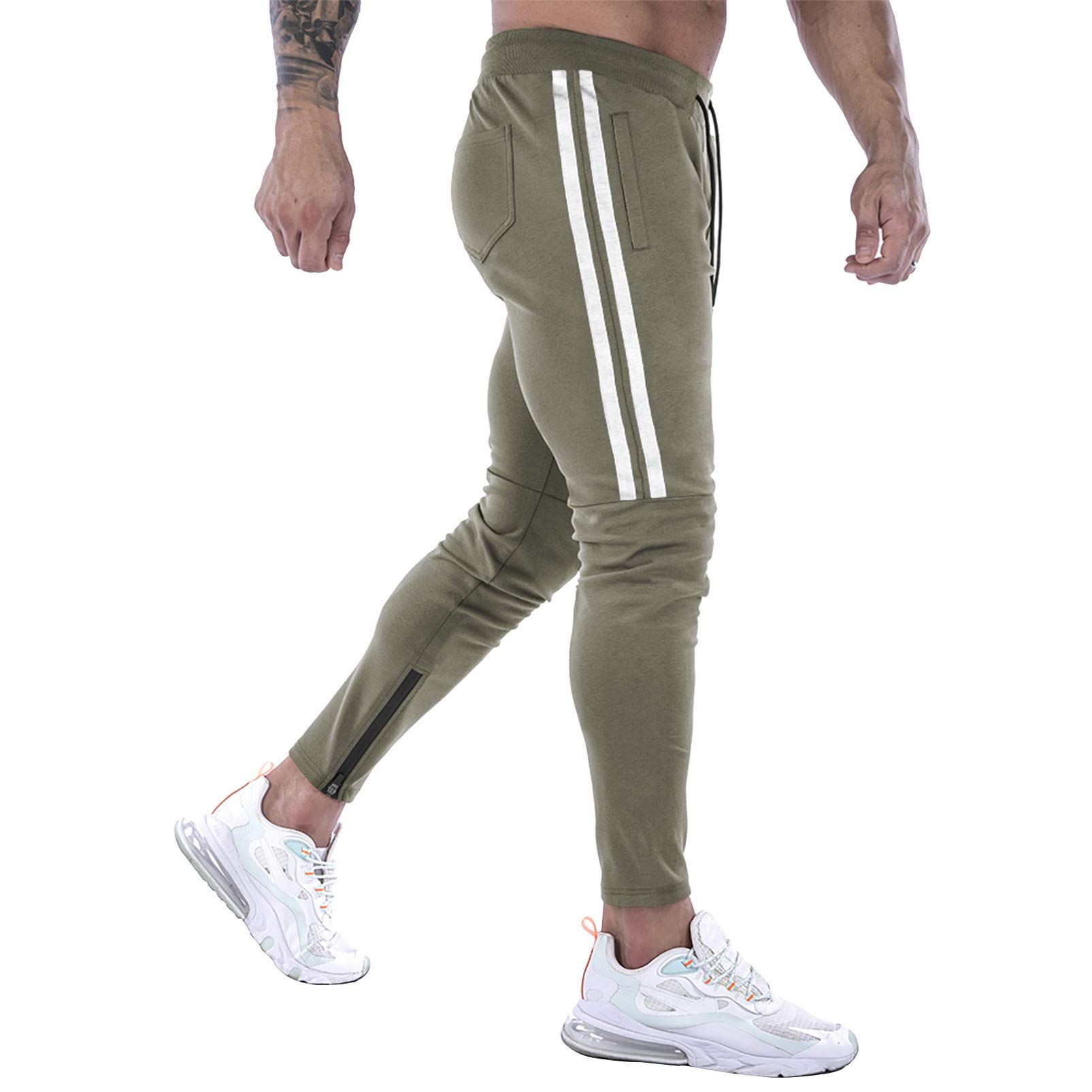 DIOTSR Men's Slim Fit Workout Jogger Pants - Breathable Running Sweatpants with Pockets for Gym, Training & Casual Wear | Striped Athletic Track Pants for Men