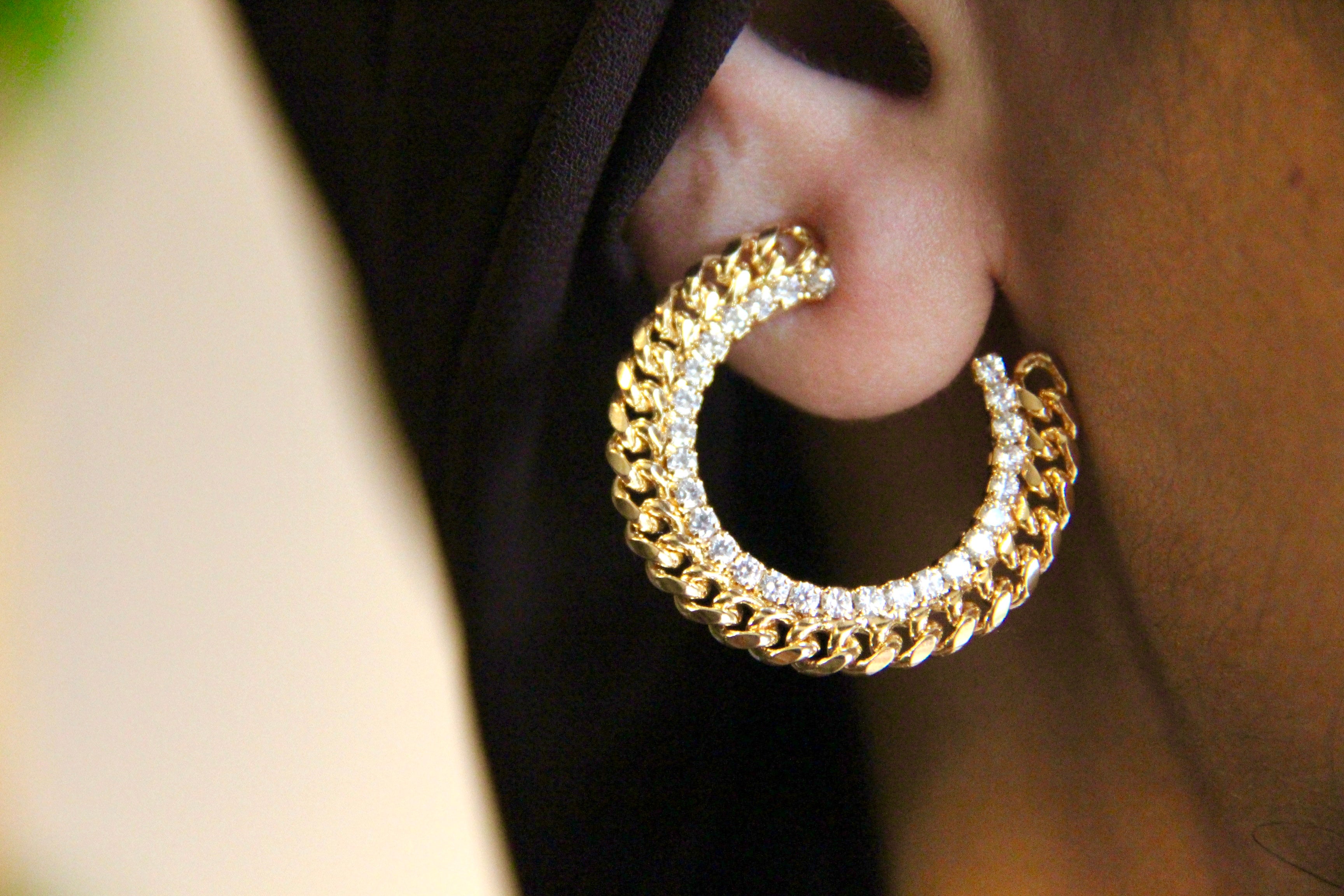 Zircon Half Hoop Earrings 14K Gold Filled - Elegant Dangle Hoops for Women, Perfect for Parties, Weddings & Everyday Wear