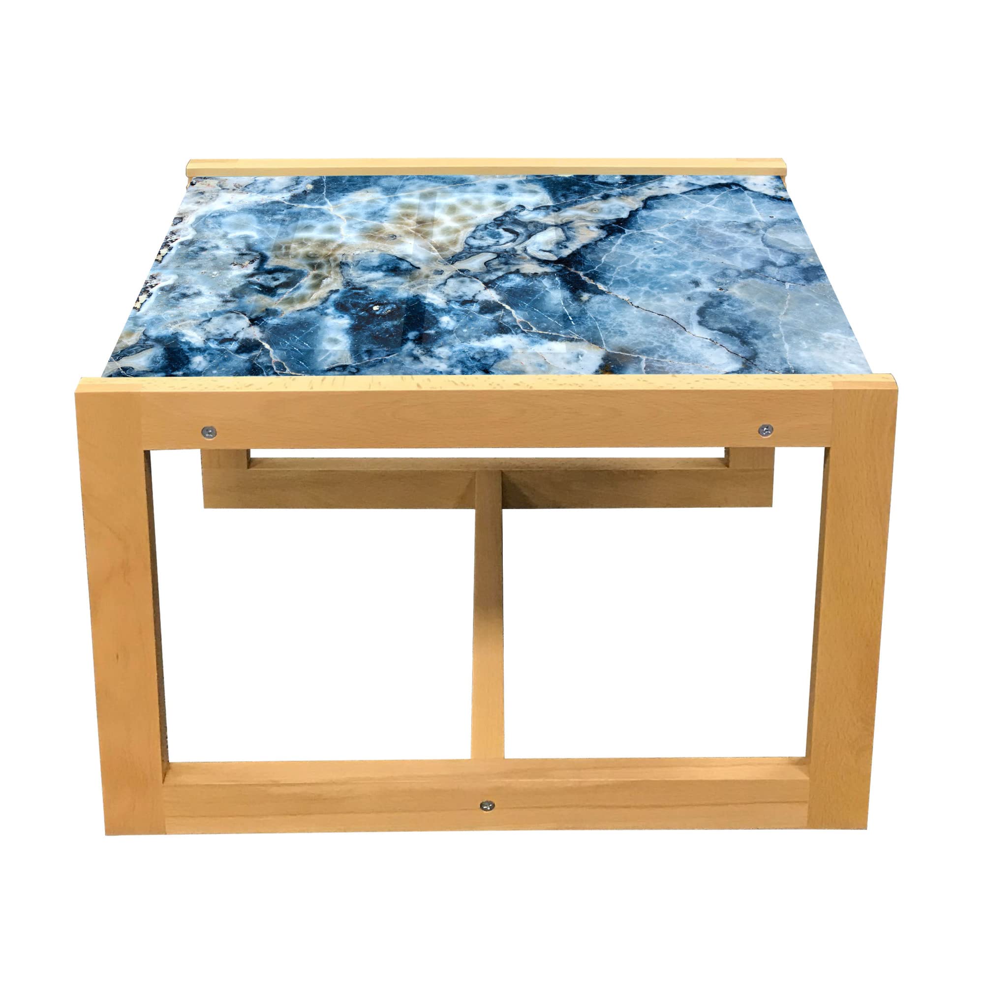 Ambesonne Modern Marble Coffee Table - Abstract Granite Look, Nature Stone Inspired Design with Acrylic Glass Top & Wooden Frame, Sage Green & Slate Blue - Perfect for Offices, Dorms, Living Rooms & Small Spaces
