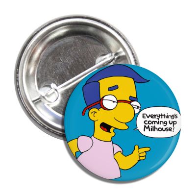Milhouse Pin Back Button - Vintage Cartoon Badge for Backpacks, Jackets & Collectibles | Fun Accessory for Fans of The Simpsons