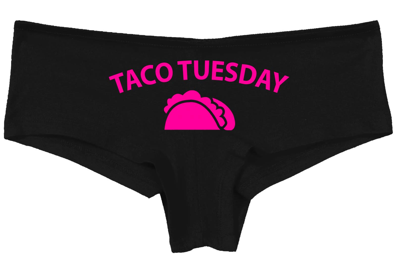 Knaughty Knickers Eat My Taco Tuesday Lick Me Oral Sex Black Boyshort Underwear - Sexy Lingerie for Couples, Bachelorette Parties & Romantic Nights