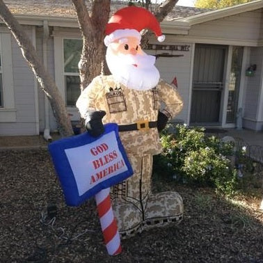 7' Airblown® Inflatable Military Santa Christmas Decoration - Patriotic Outdoor Yard Decor for Holidays, Parties & Festive Celebrations
