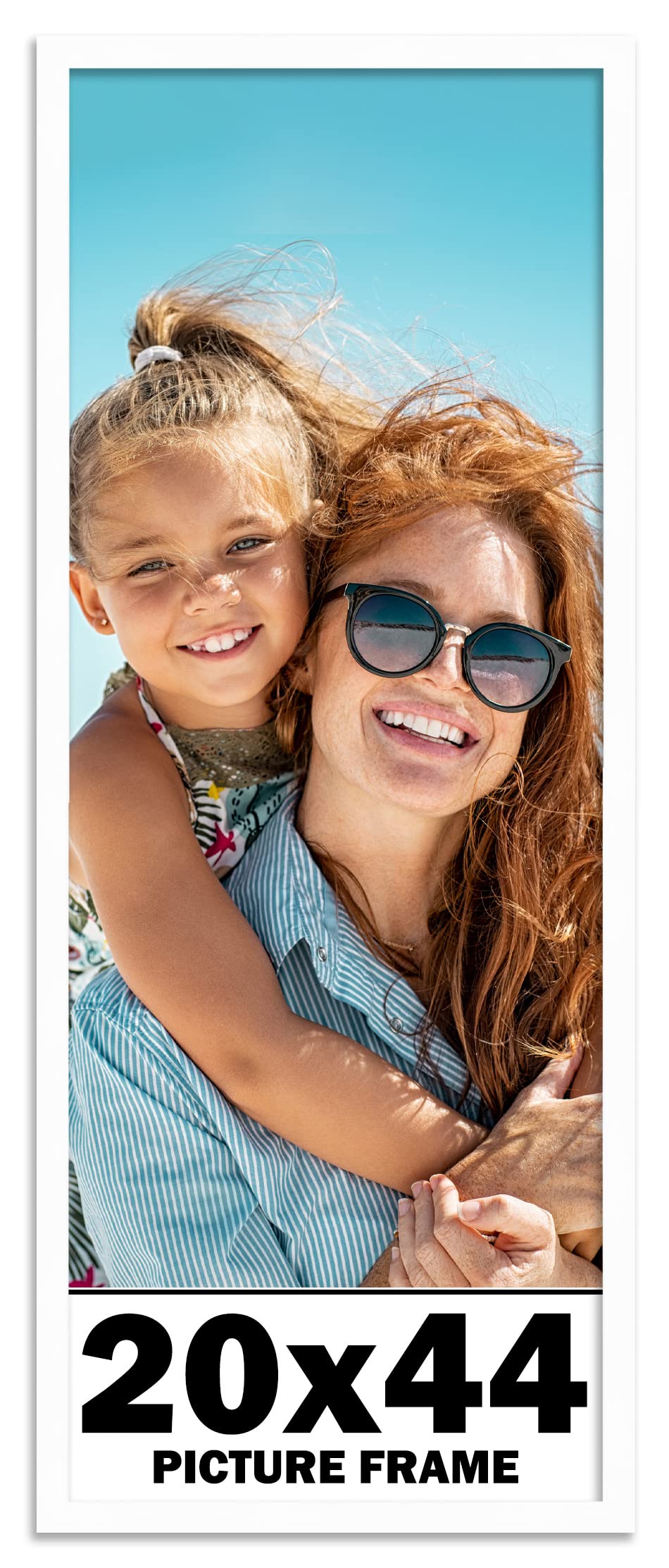 20x44 Inches White Wood Picture Frame - Premium Quality for Displaying Artwork, Photos, and Posters - Perfect for Home Decor, Office, and Gallery Wall Displays