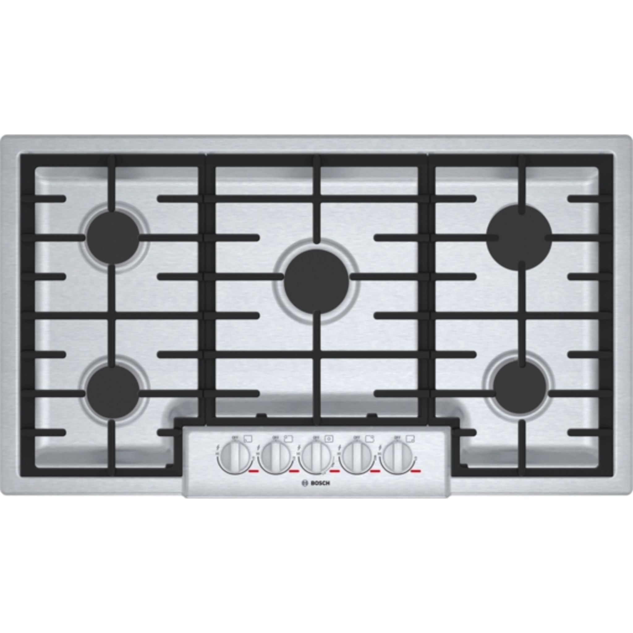 Bosch 36-Inch Gas Cooktop NGMP656UC - 5 Burner Stainless Steel Professional Range for Home Kitchen Cooking, Grilling & Entertaining