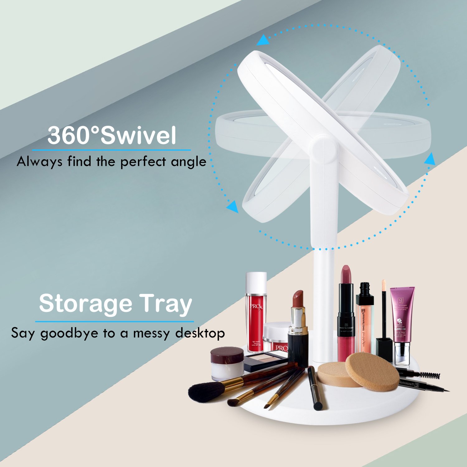 10X Magnification LED Makeup Mirror with Touch Control - 360° Adjustable Rotation, Ultra HD Professional Cosmetic Mirror for Precise Makeup Application - Perfect for Home, Salon, and Travel Use