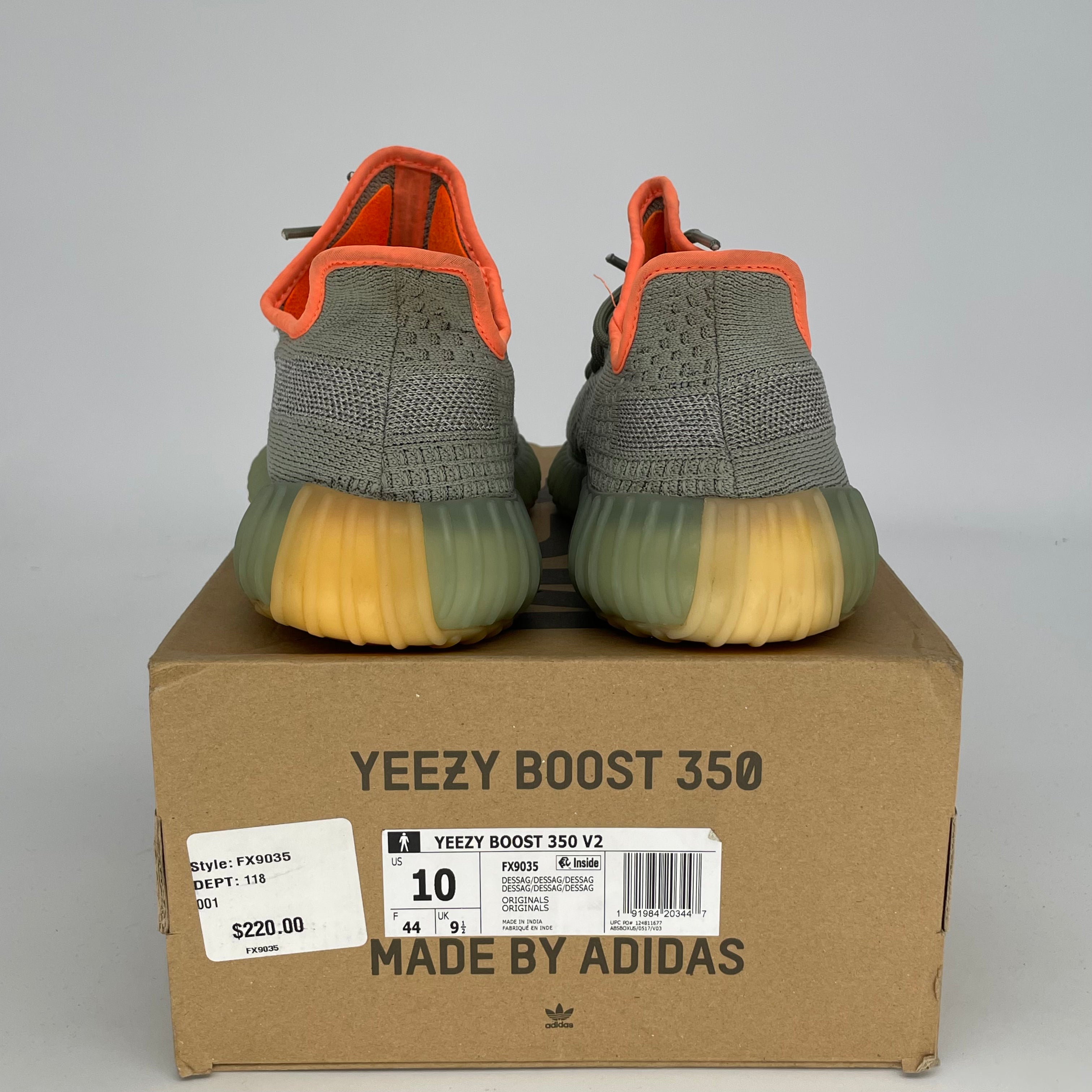 Adidas Yeezy Boost 350 V2 Desert Sage - Men's Size 10/Women's 11.5 - FX9035 - Running Shoes for Jogging & Casual Wear
